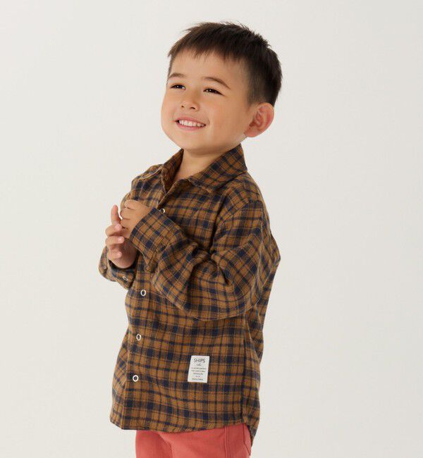 SHIPS Colors 「SHIPS Colors: 110～140cm /〈洗濯機可能〉ネル チェック ロングスリーブ シャツ」|シャツ・ブラウス|