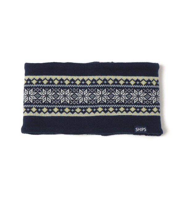 SHIPS KIDS「SHIPS KIDS:ジャカード&times;ケーブル リバーシブル ネックウォーマー」|その他|ネイビー