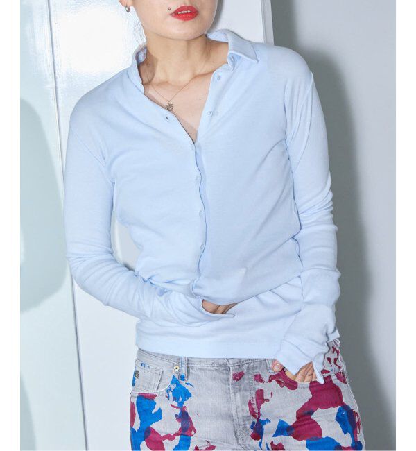  「ONIT COTTON RIB TIGHT SHIRTS 25SSON188：シャツ」|シャツ・ブラウス|サックスブルー