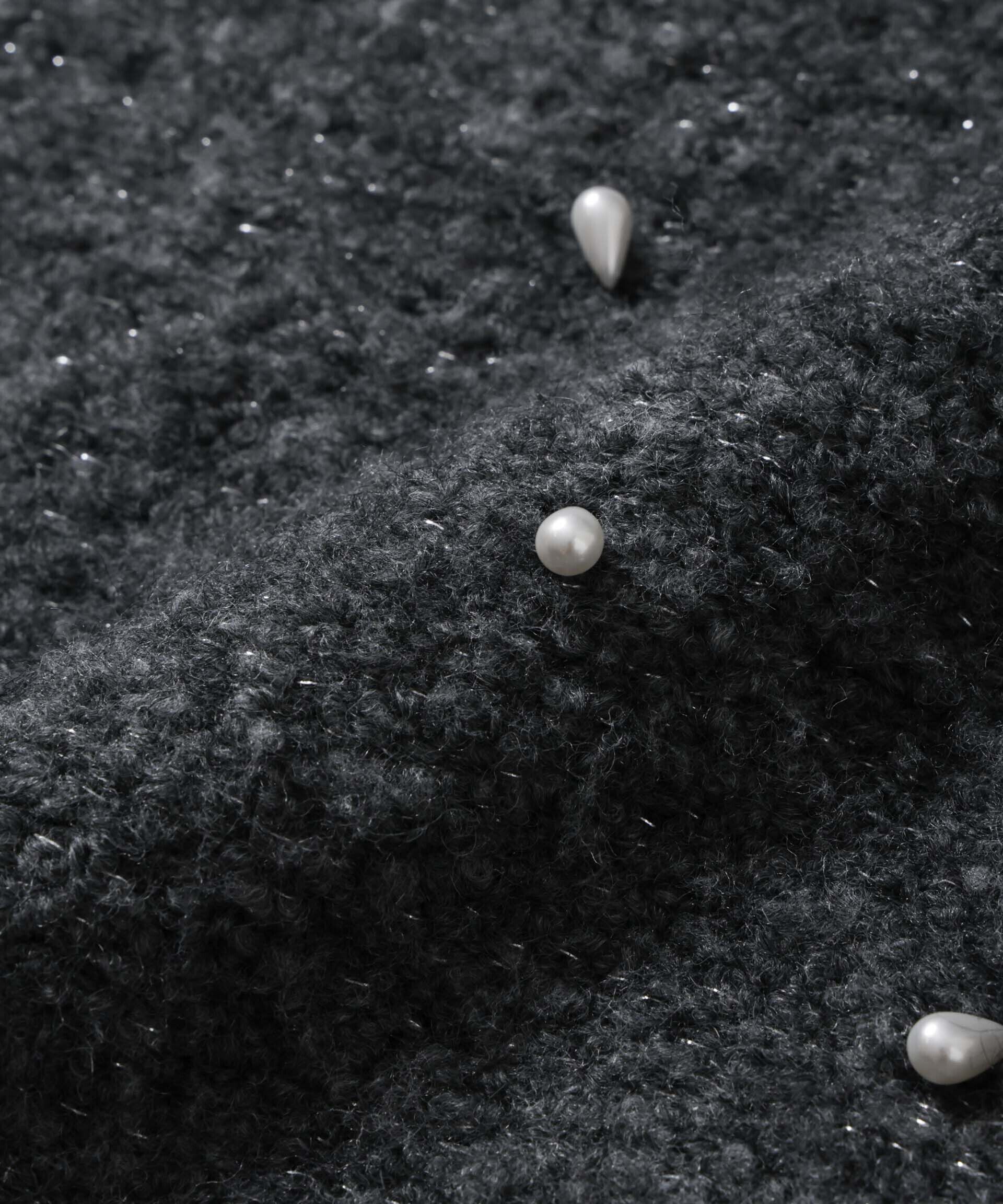 nano･universe「ラメブークレ雫パールニット」|ニット・セーター|