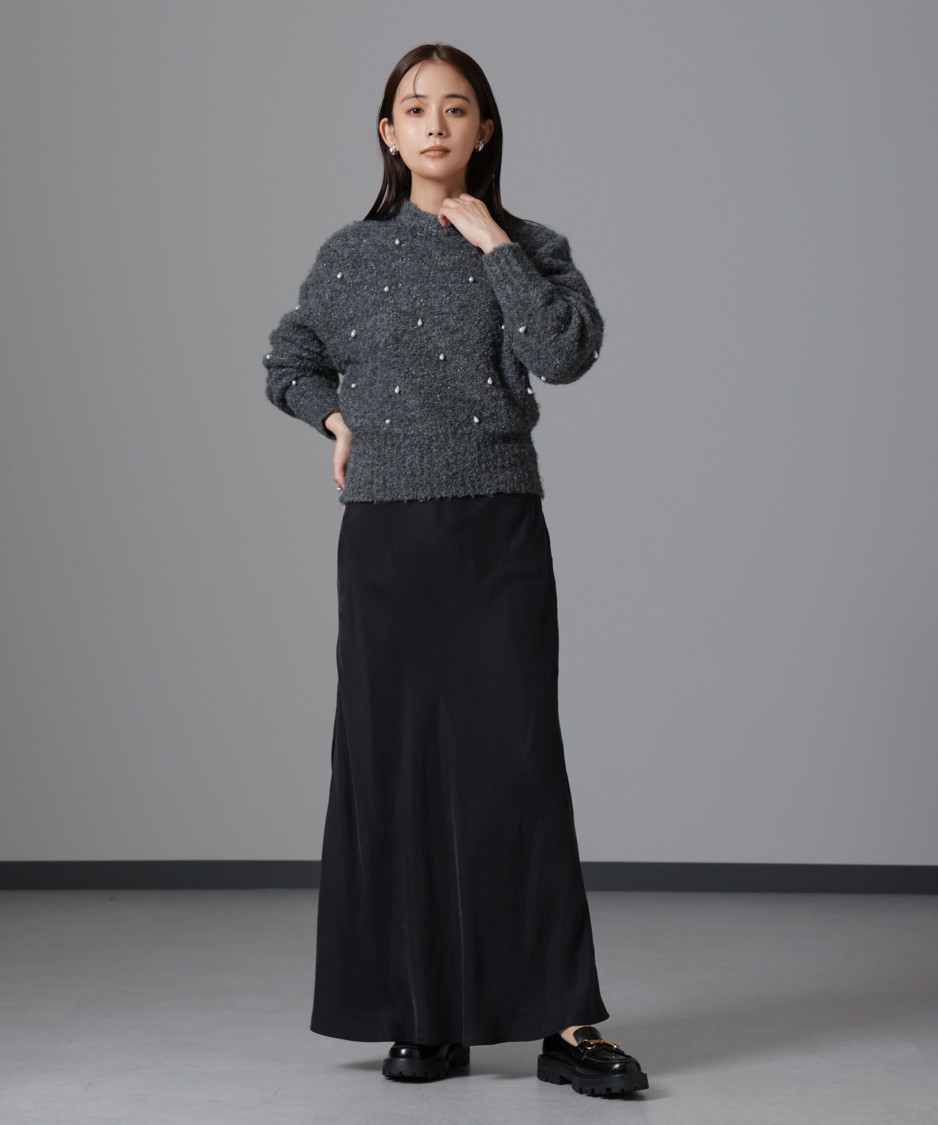 nano･universe「ラメブークレ雫パールニット」|ニット・セーター|