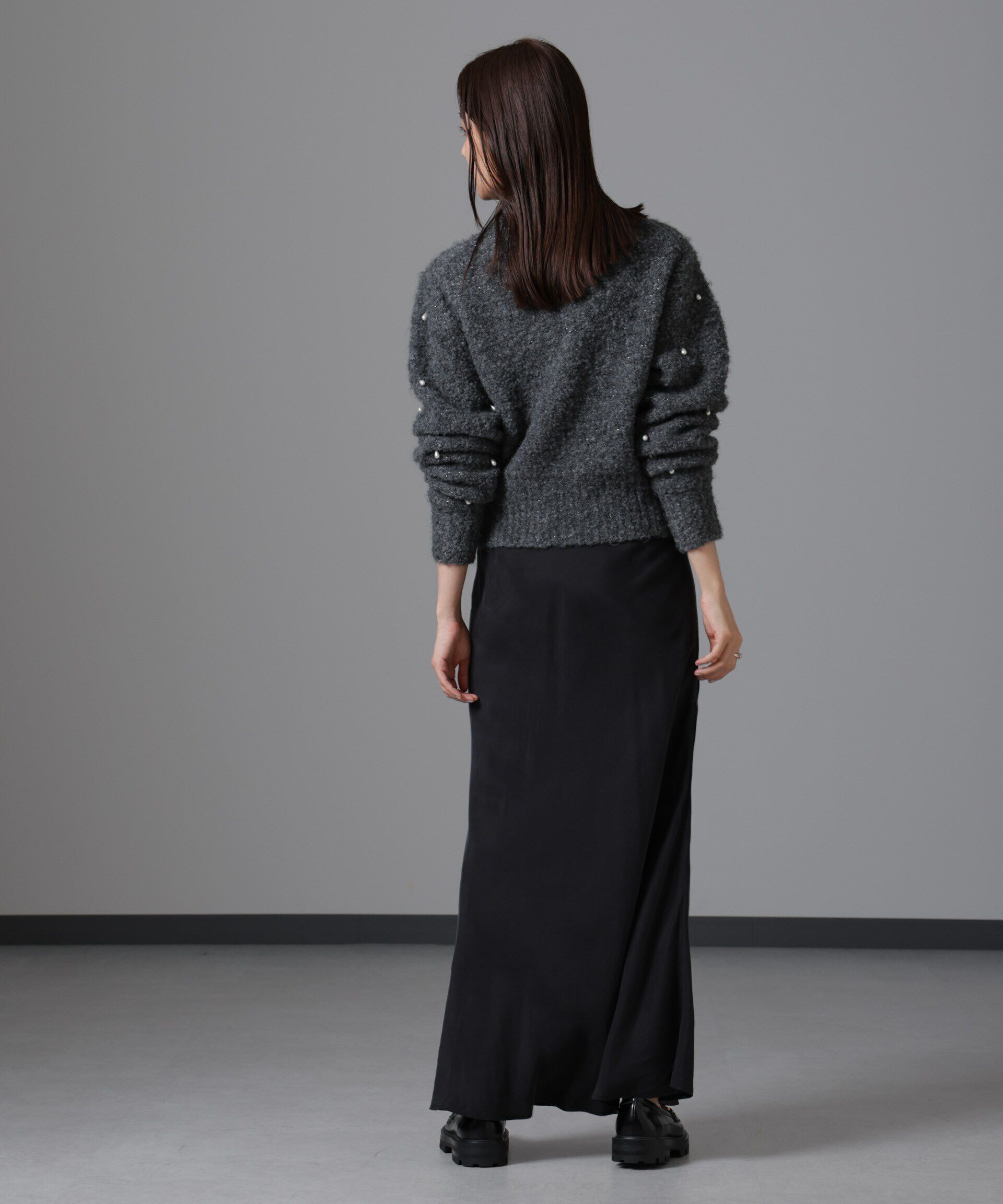 nano･universe「ラメブークレ雫パールニット」|ニット・セーター|