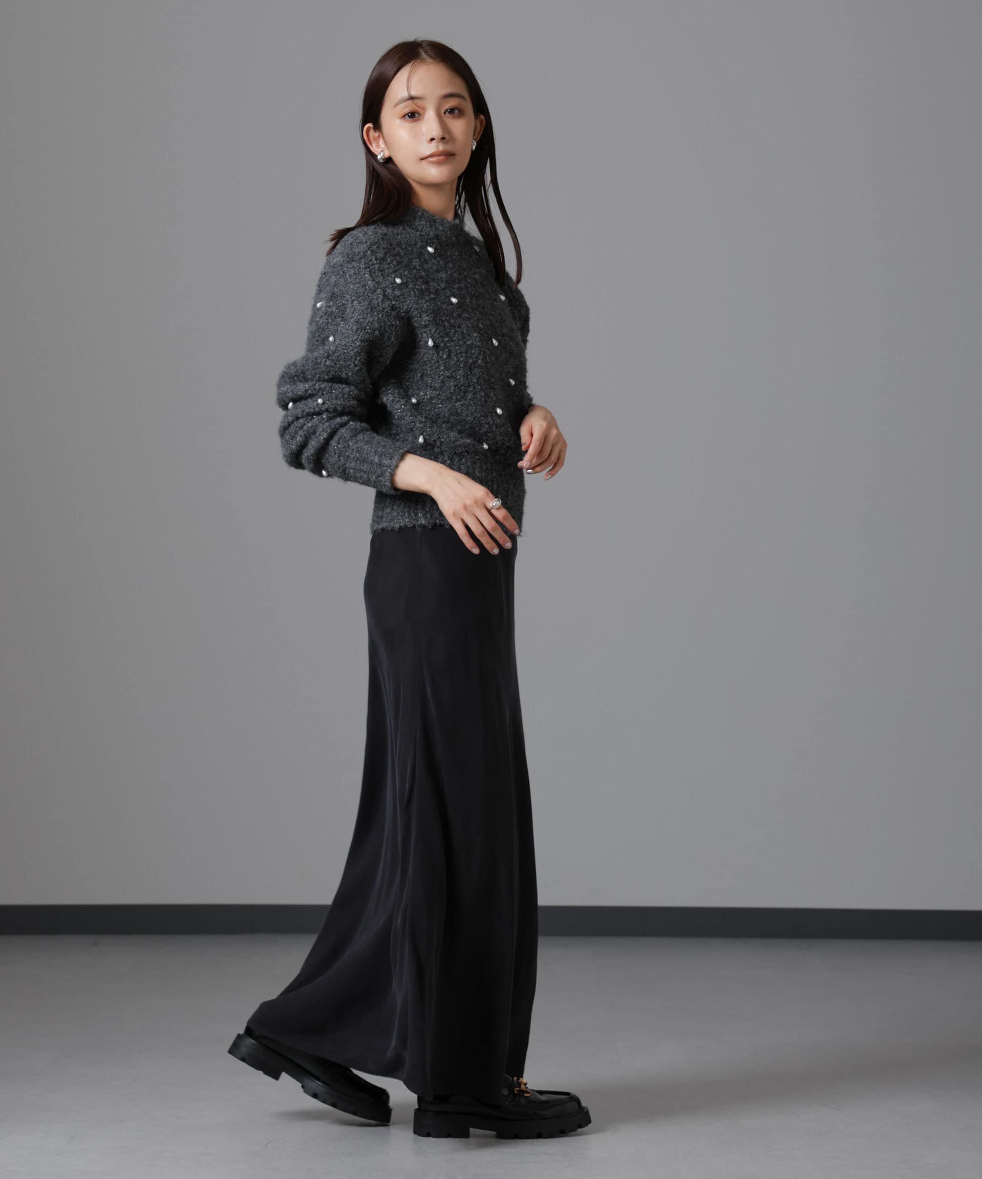 nano･universe「ラメブークレ雫パールニット」|ニット・セーター|