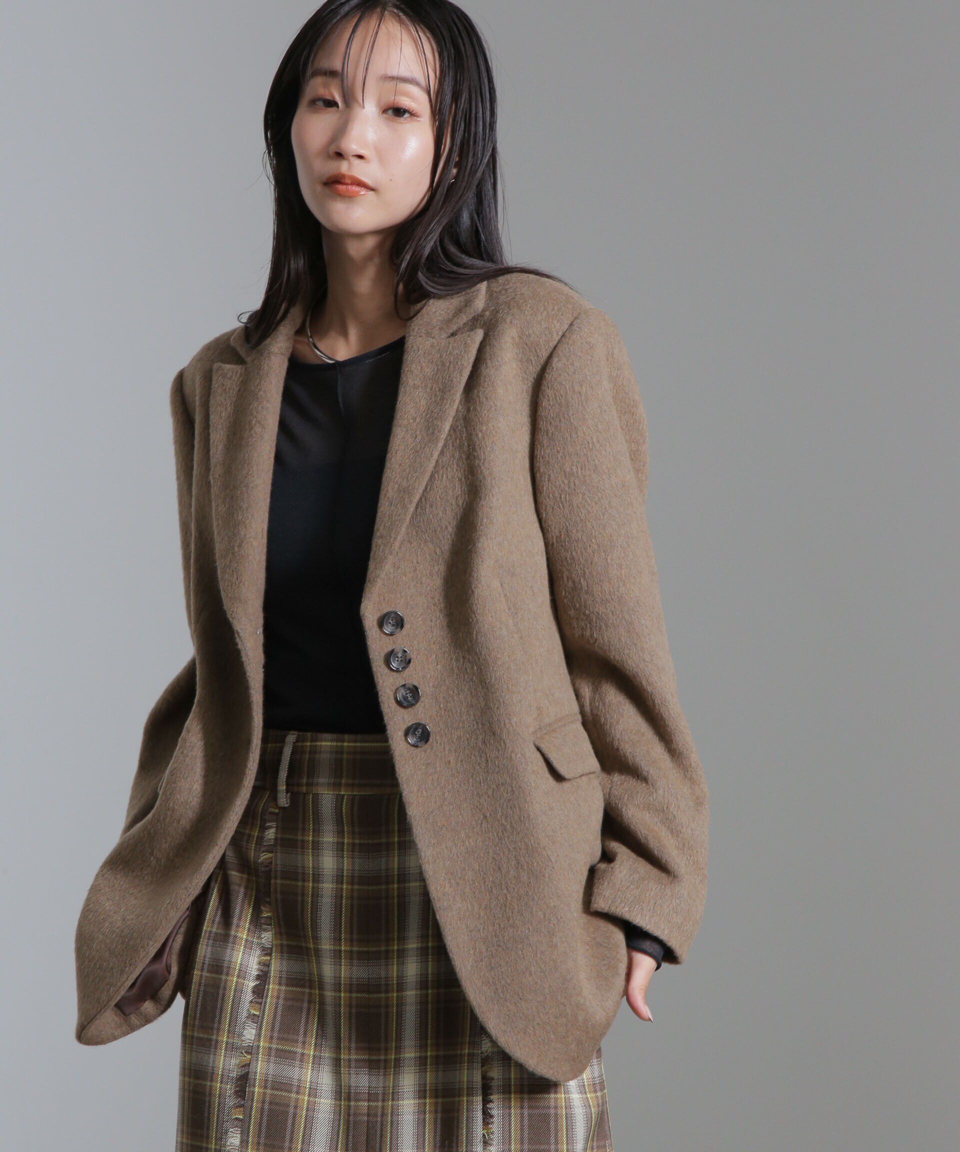 nano･universe「シャギージャケット」|テーラードジャケット|モカ3