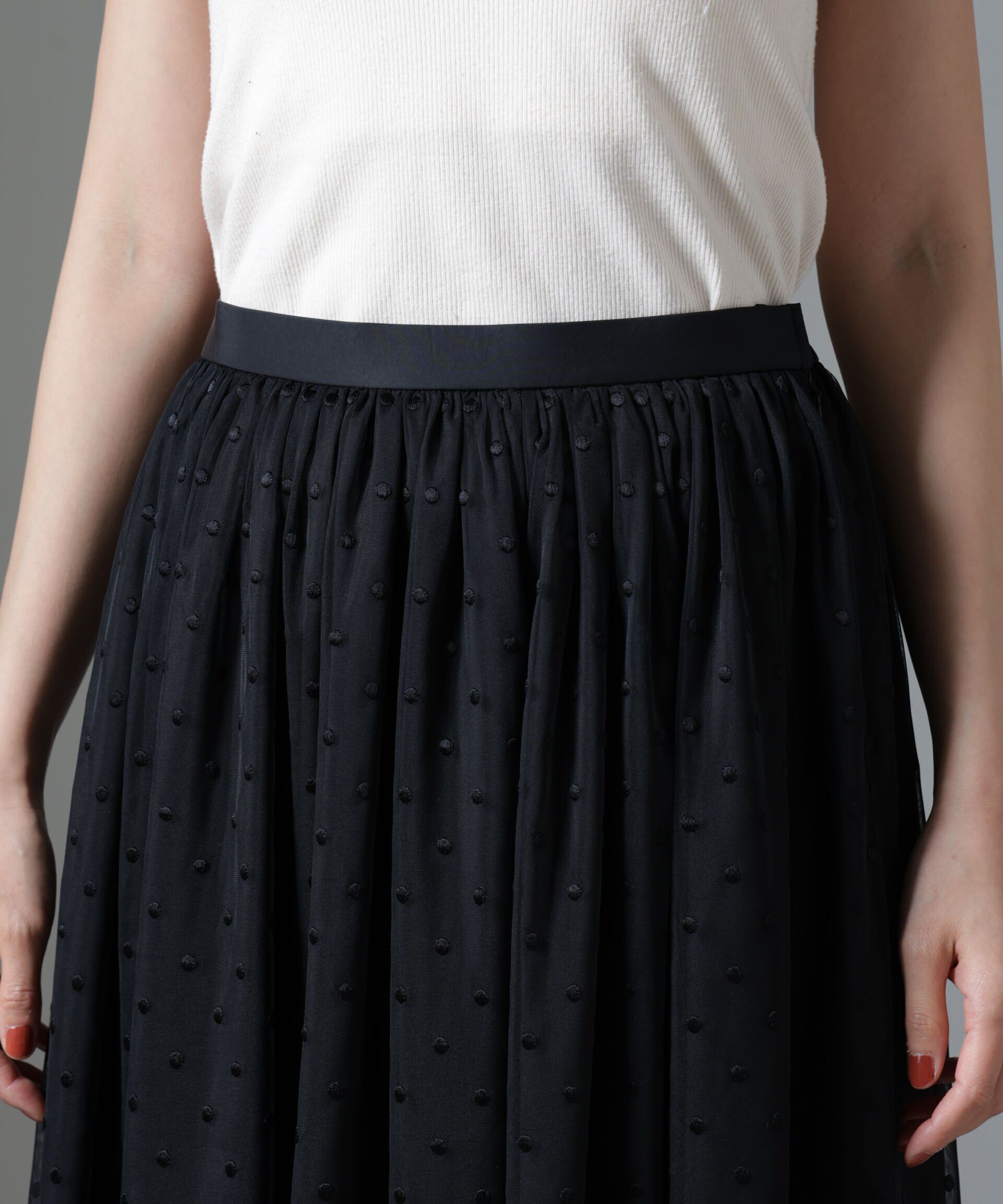 nano･universe「ドット刺繍チュールギャザースカート」|スカート|