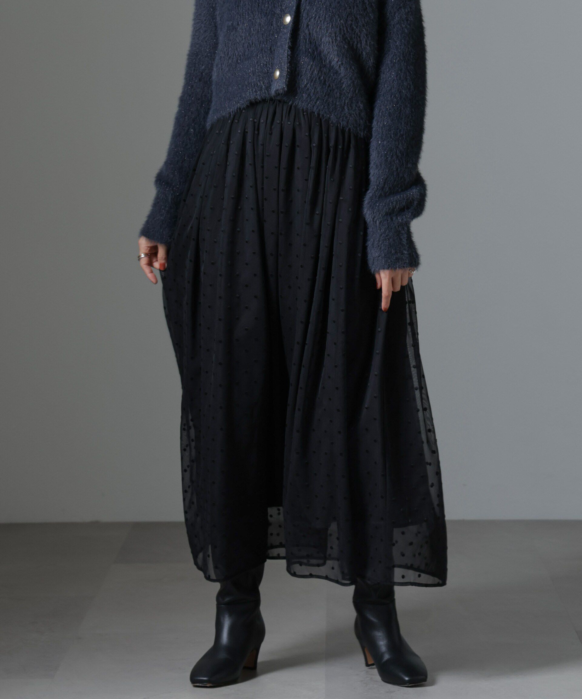 nano･universe「ドット刺繍チュールギャザースカート」|スカート|