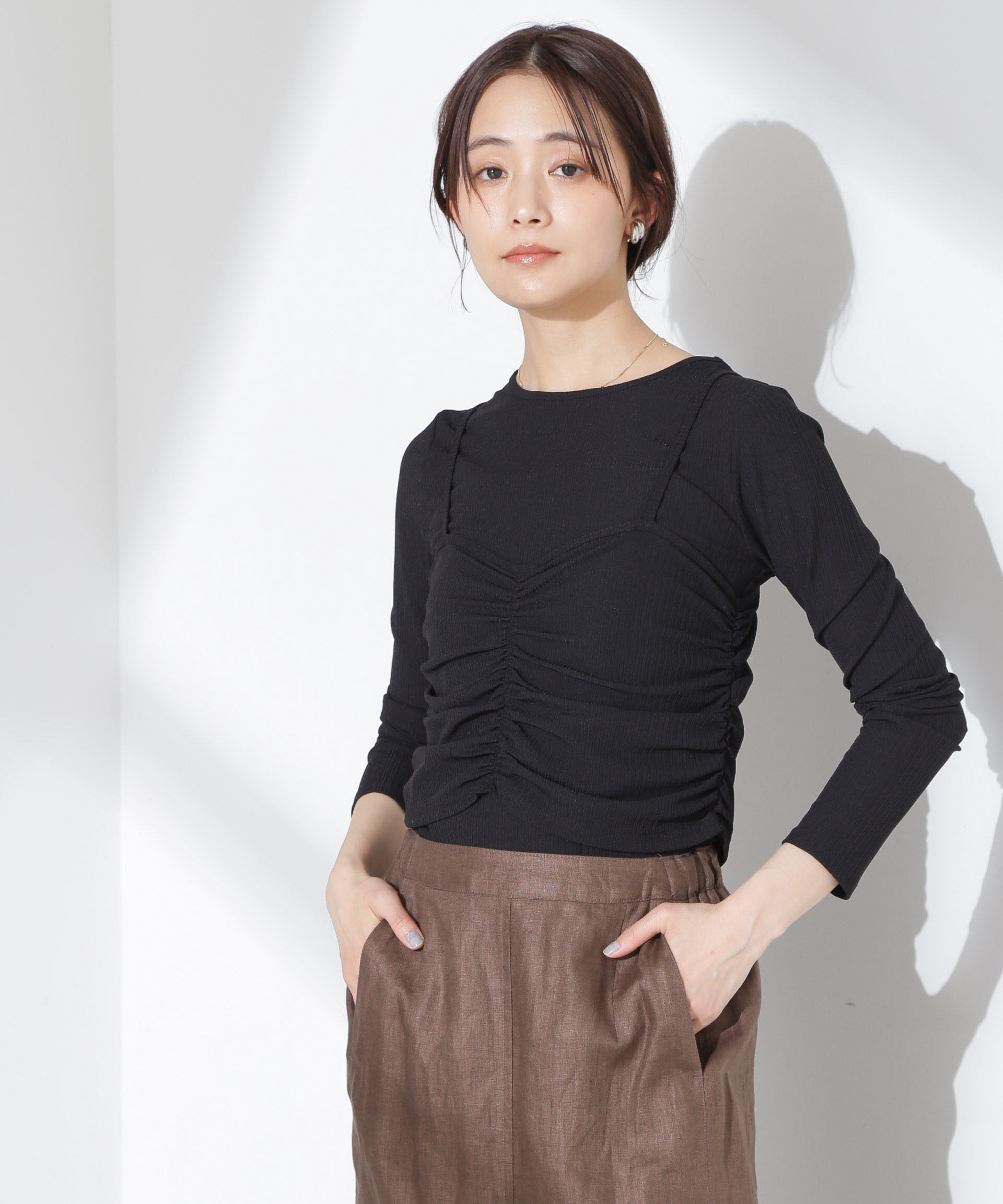 nano･universe「シャーリングビスチェセットカットトップス」|Tシャツ・カットソー|