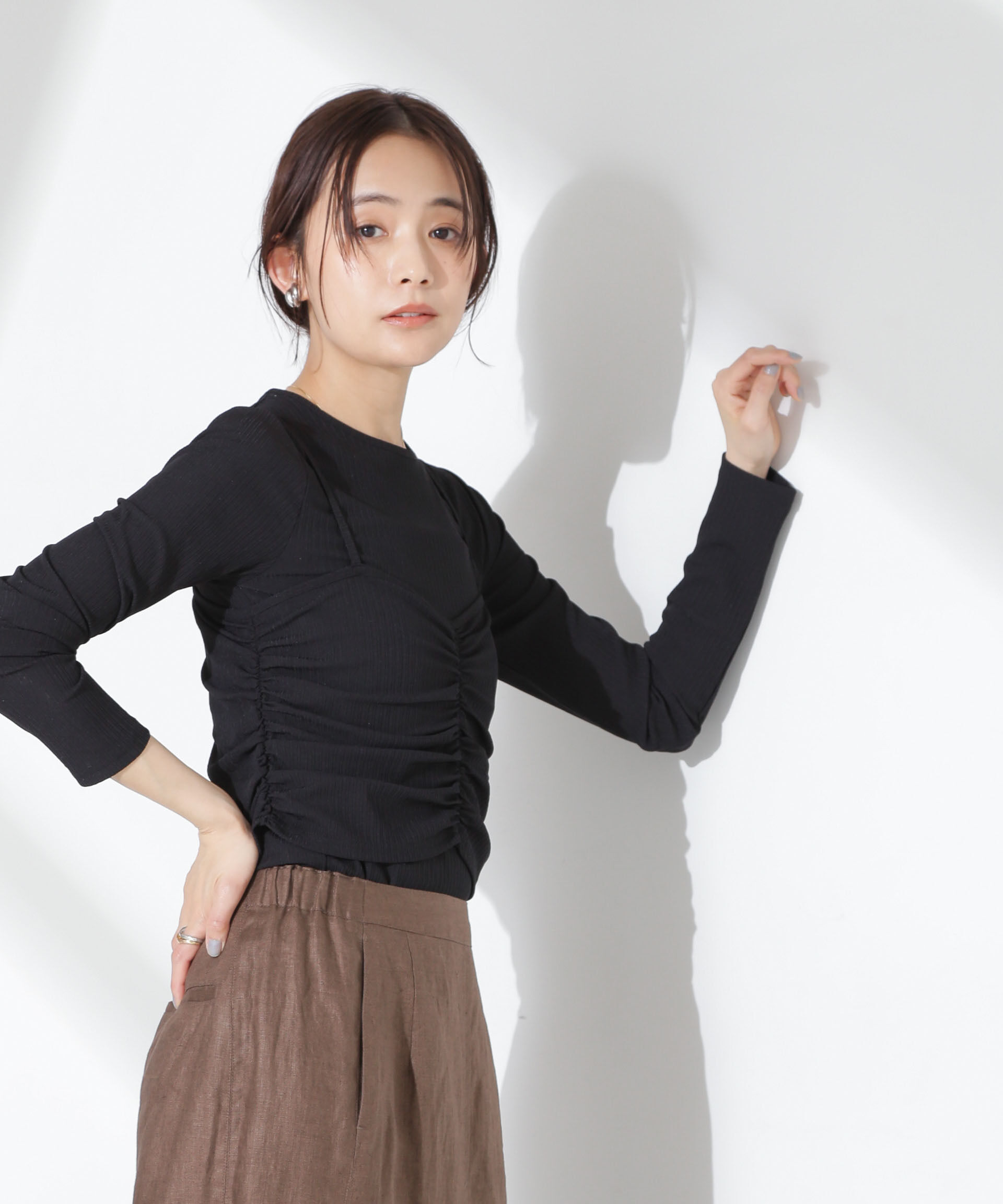 nano･universe「シャーリングビスチェセットカットトップス」|Tシャツ・カットソー|