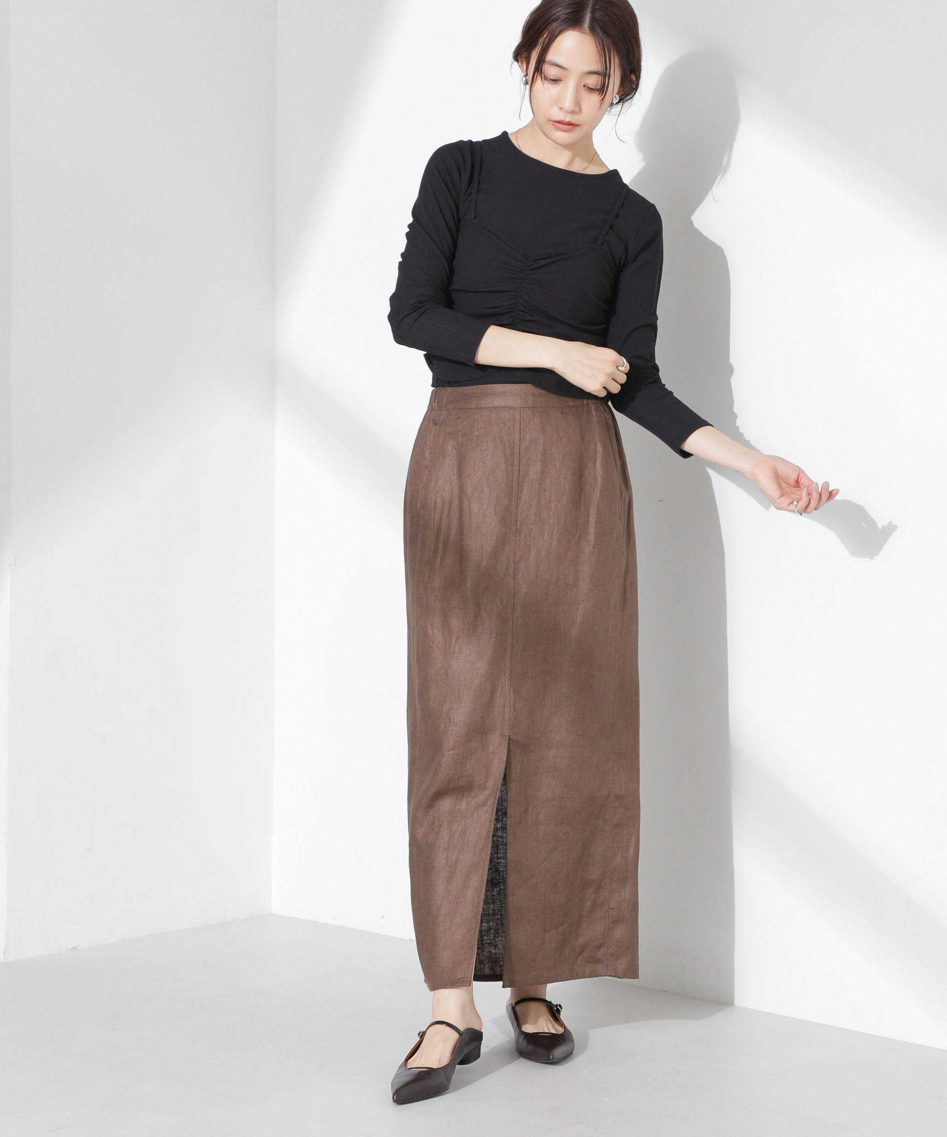 nano･universe「シャーリングビスチェセットカットトップス」|Tシャツ・カットソー|