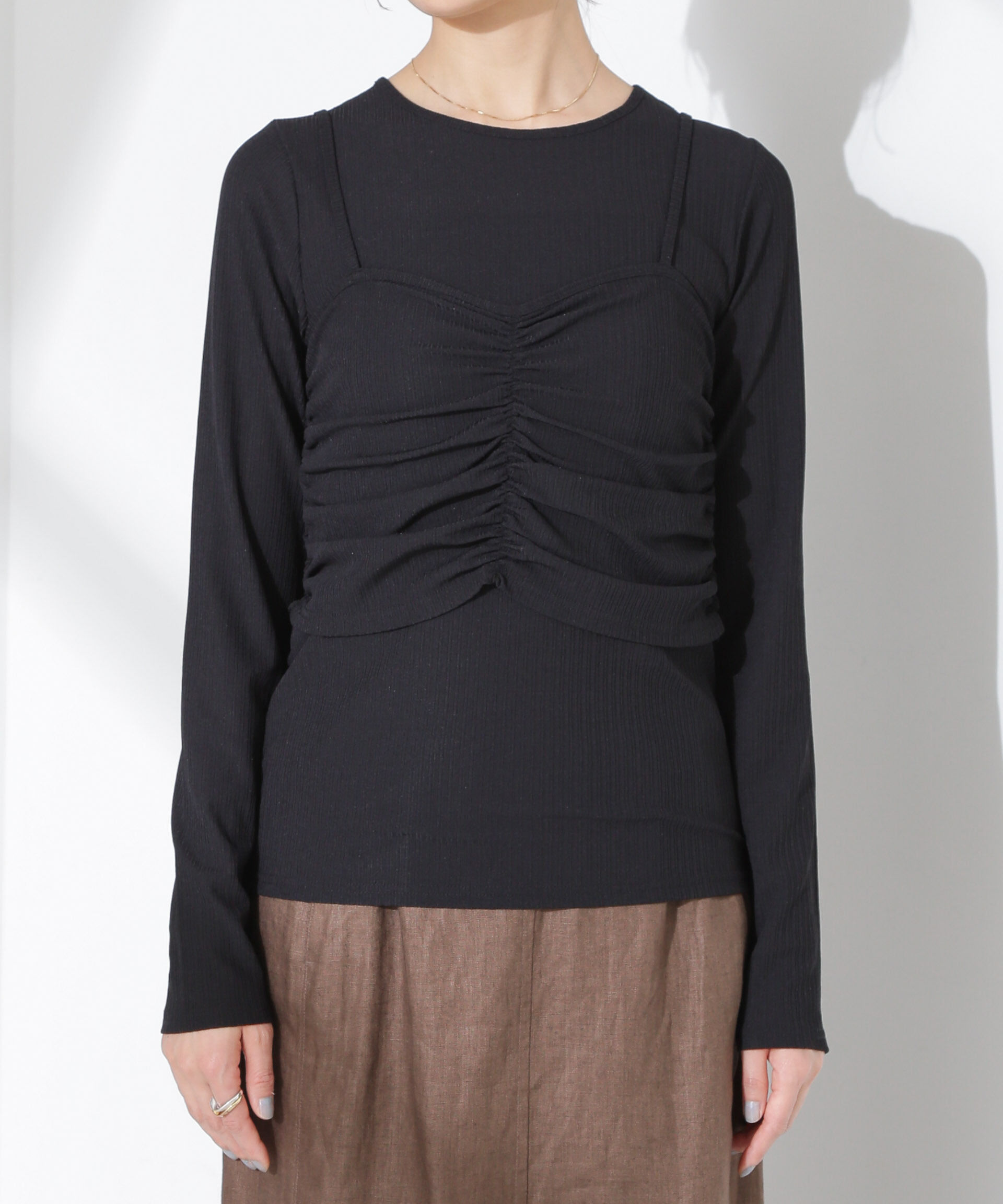 nano･universe「シャーリングビスチェセットカットトップス」|Tシャツ・カットソー|