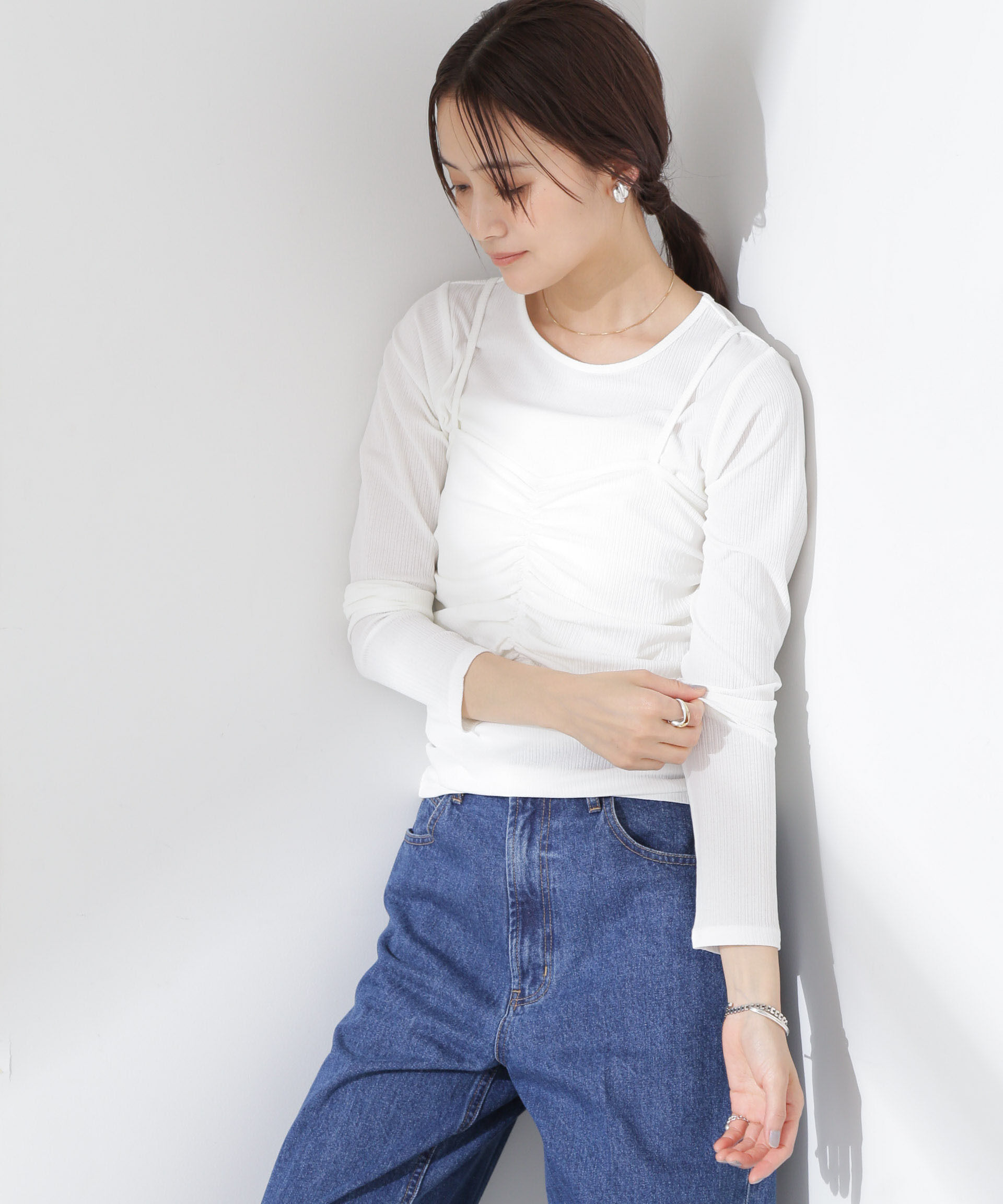 nano･universe「シャーリングビスチェセットカットトップス」|Tシャツ・カットソー|