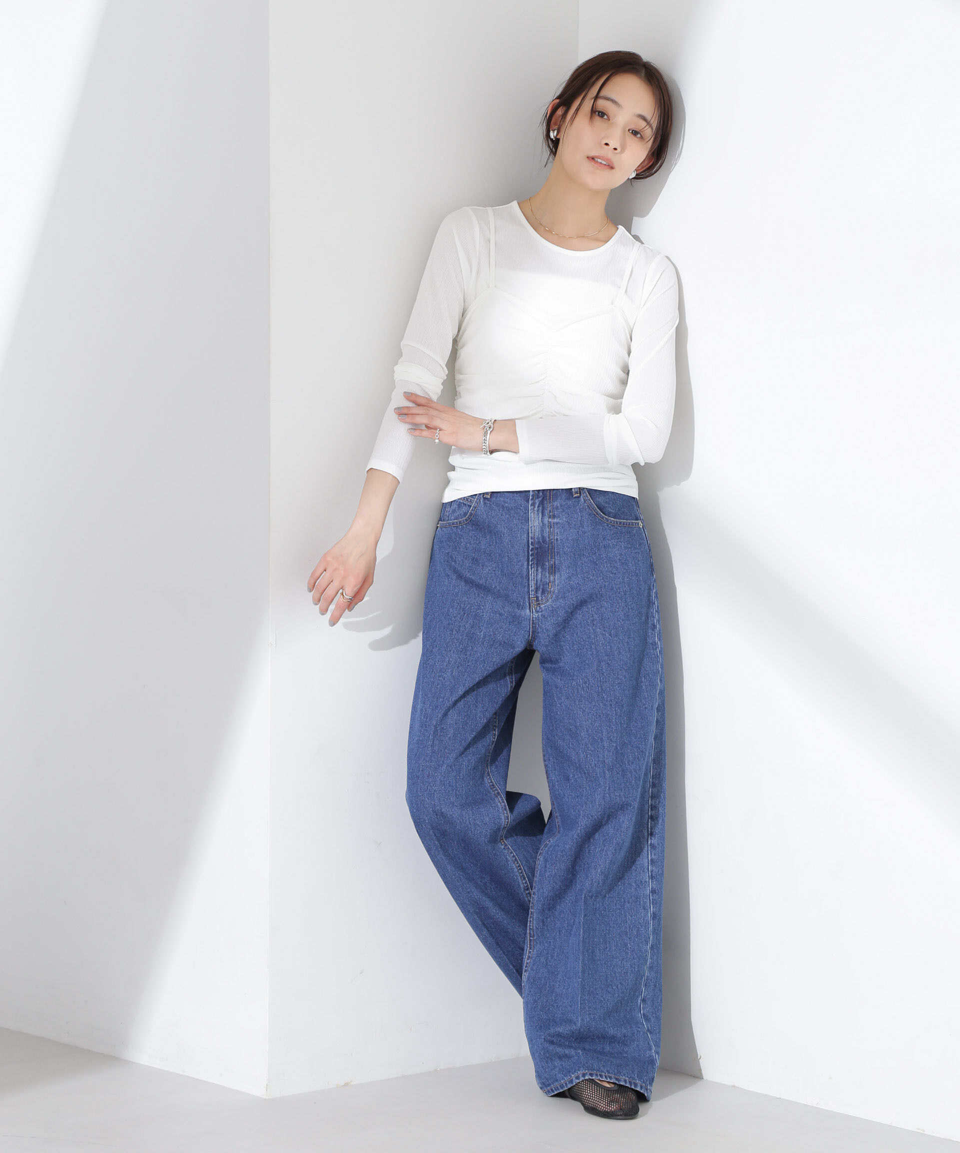 nano･universe「シャーリングビスチェセットカットトップス」|Tシャツ・カットソー|