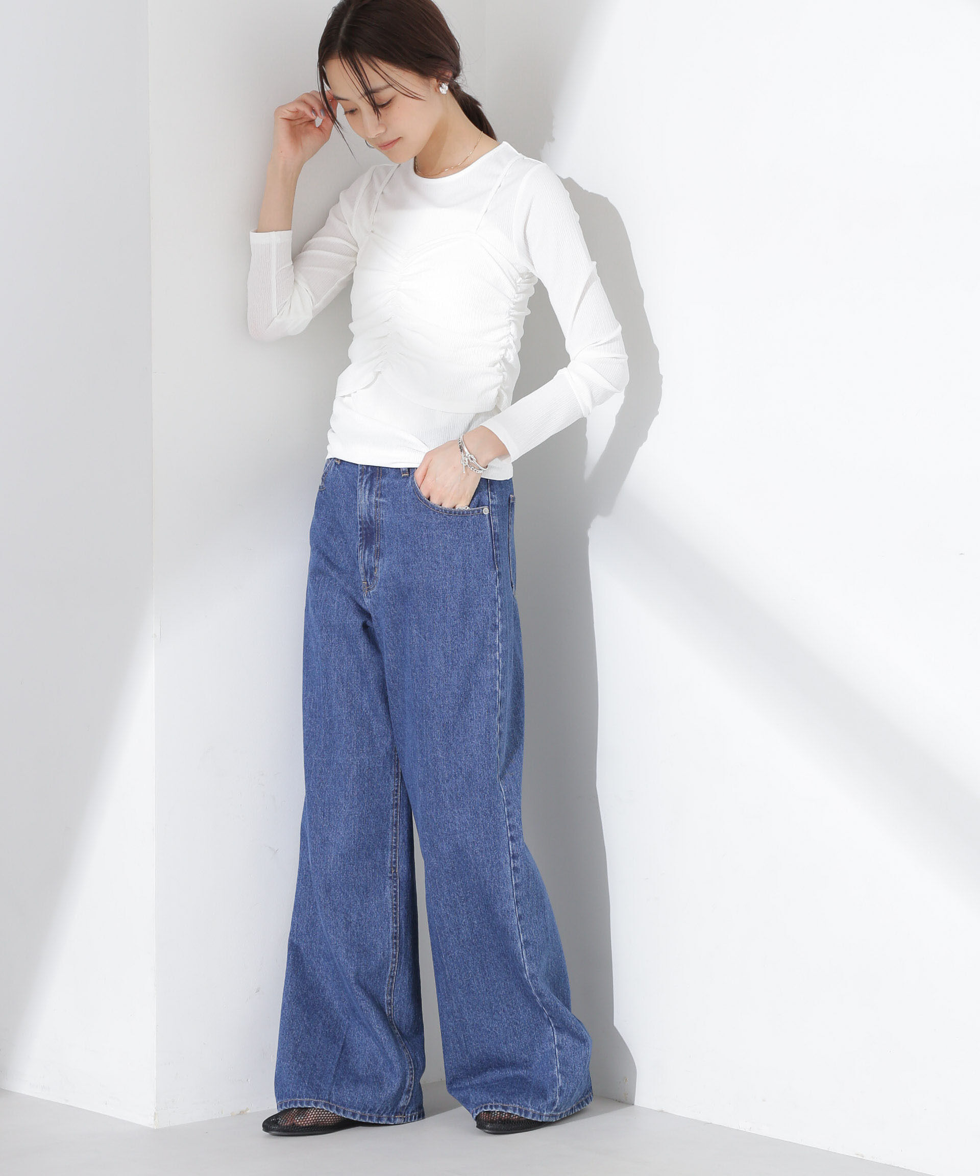 nano･universe「シャーリングビスチェセットカットトップス」|Tシャツ・カットソー|