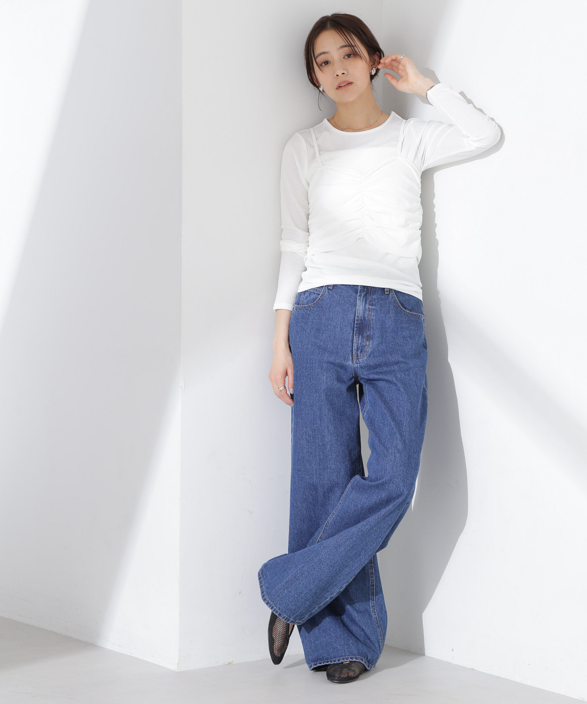 nano･universe「シャーリングビスチェセットカットトップス」|Tシャツ・カットソー|