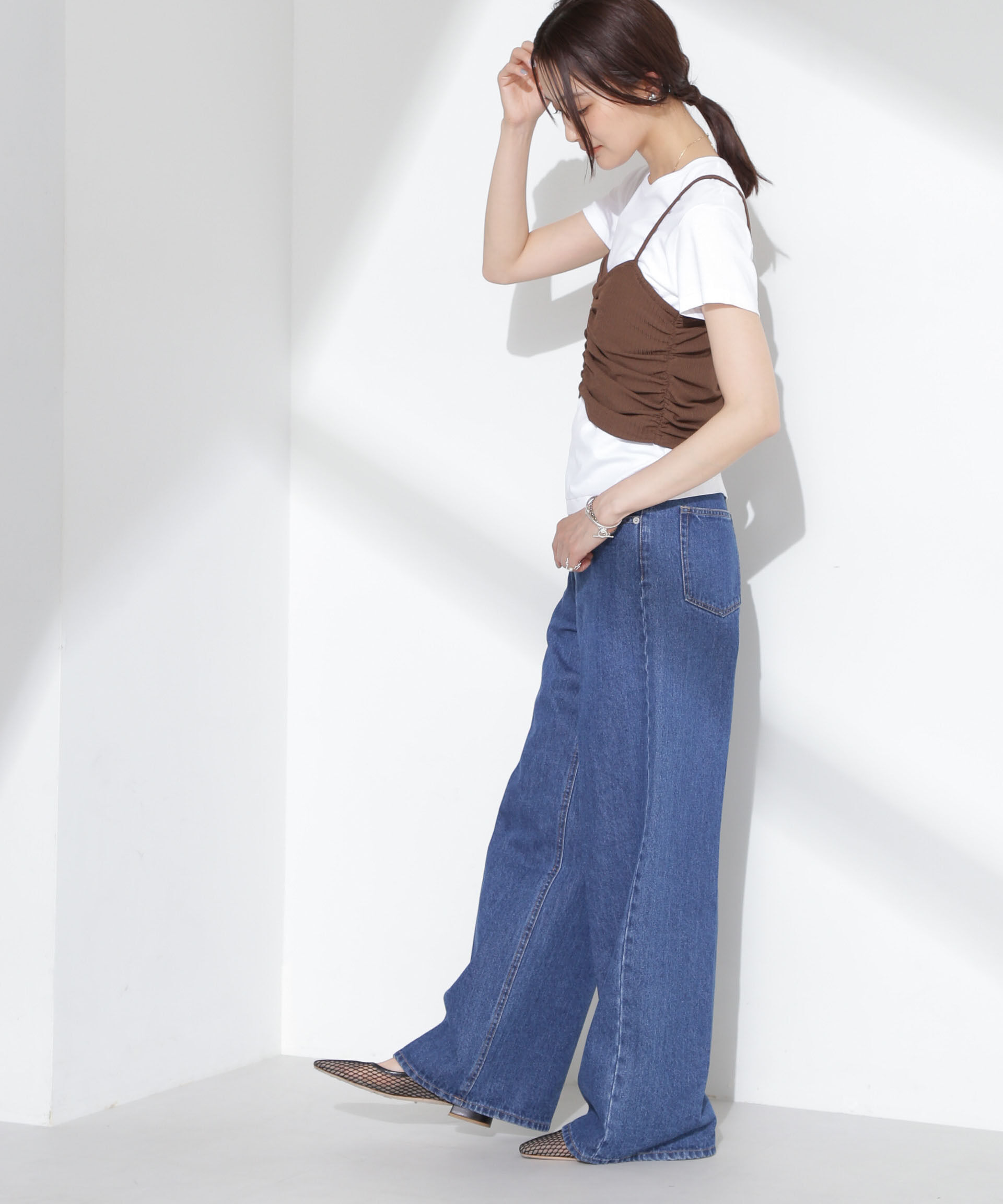 nano･universe「シャーリングビスチェセットカットトップス」|Tシャツ・カットソー|