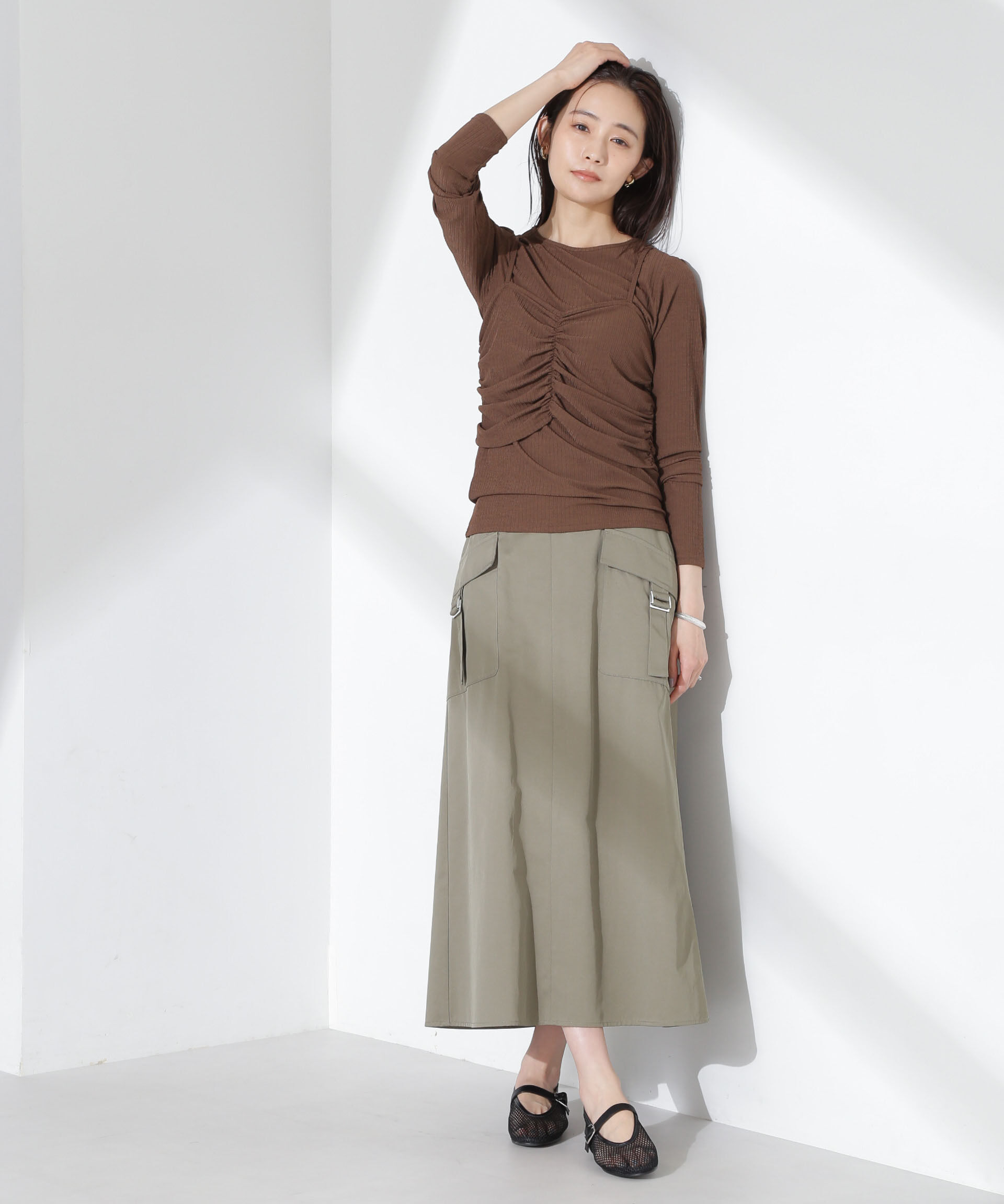 nano･universe「シャーリングビスチェセットカットトップス」|Tシャツ・カットソー|