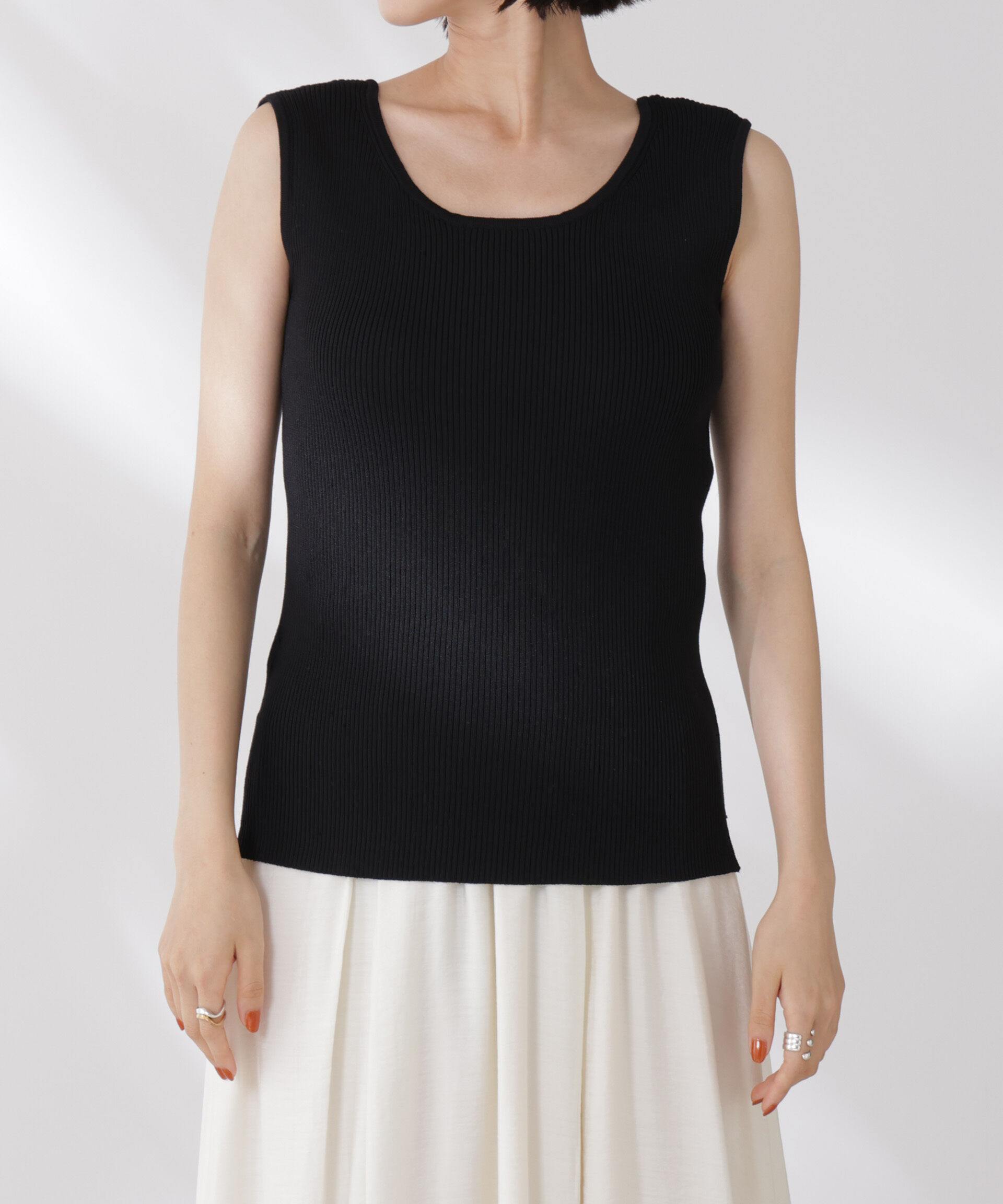 nano･universe「前後2wayスクエア＆クルーネックリブニットタンクトップ」|ニット・セーター|