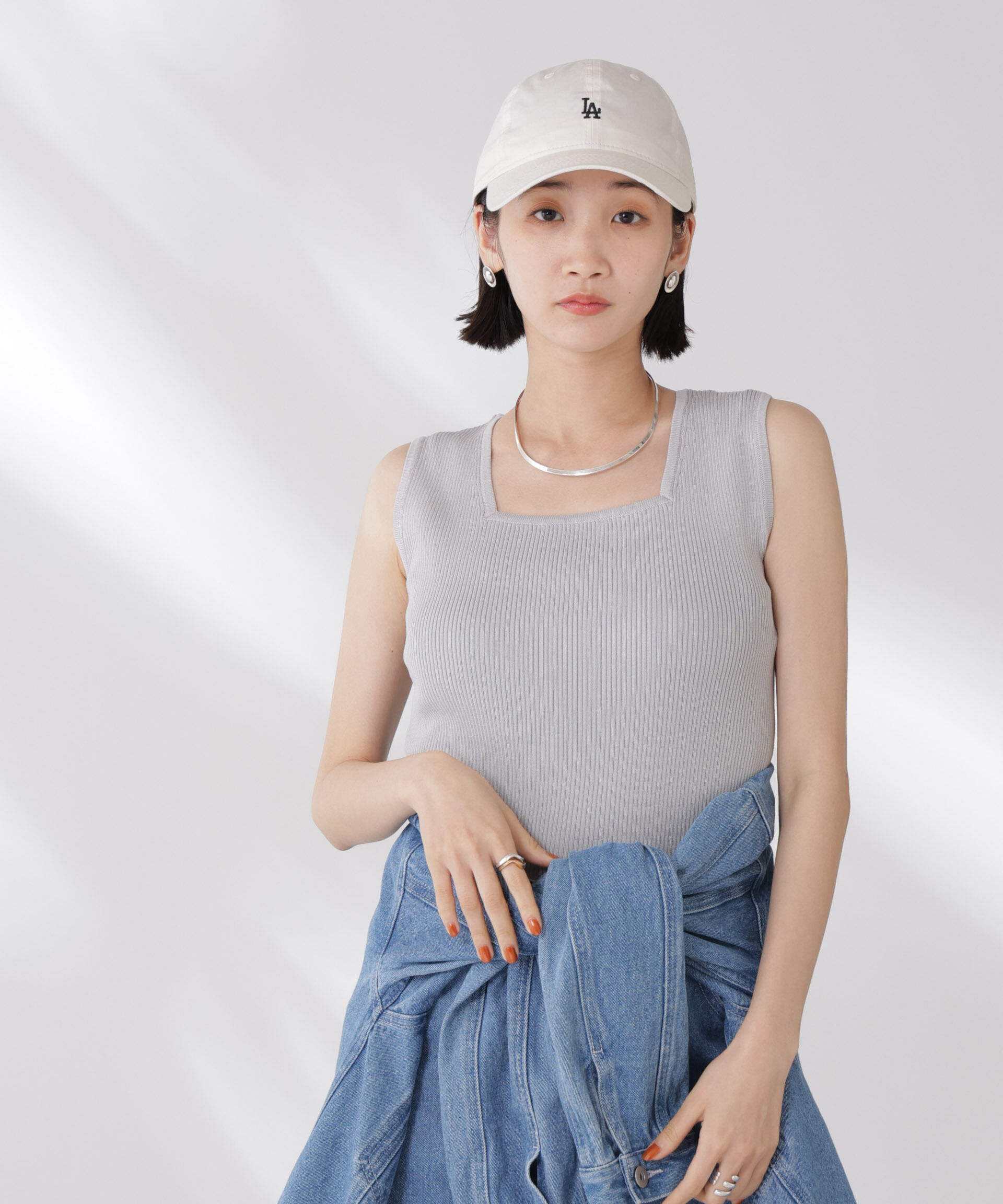 nano･universe「前後2wayスクエア＆クルーネックリブニットタンクトップ」|ニット・セーター|