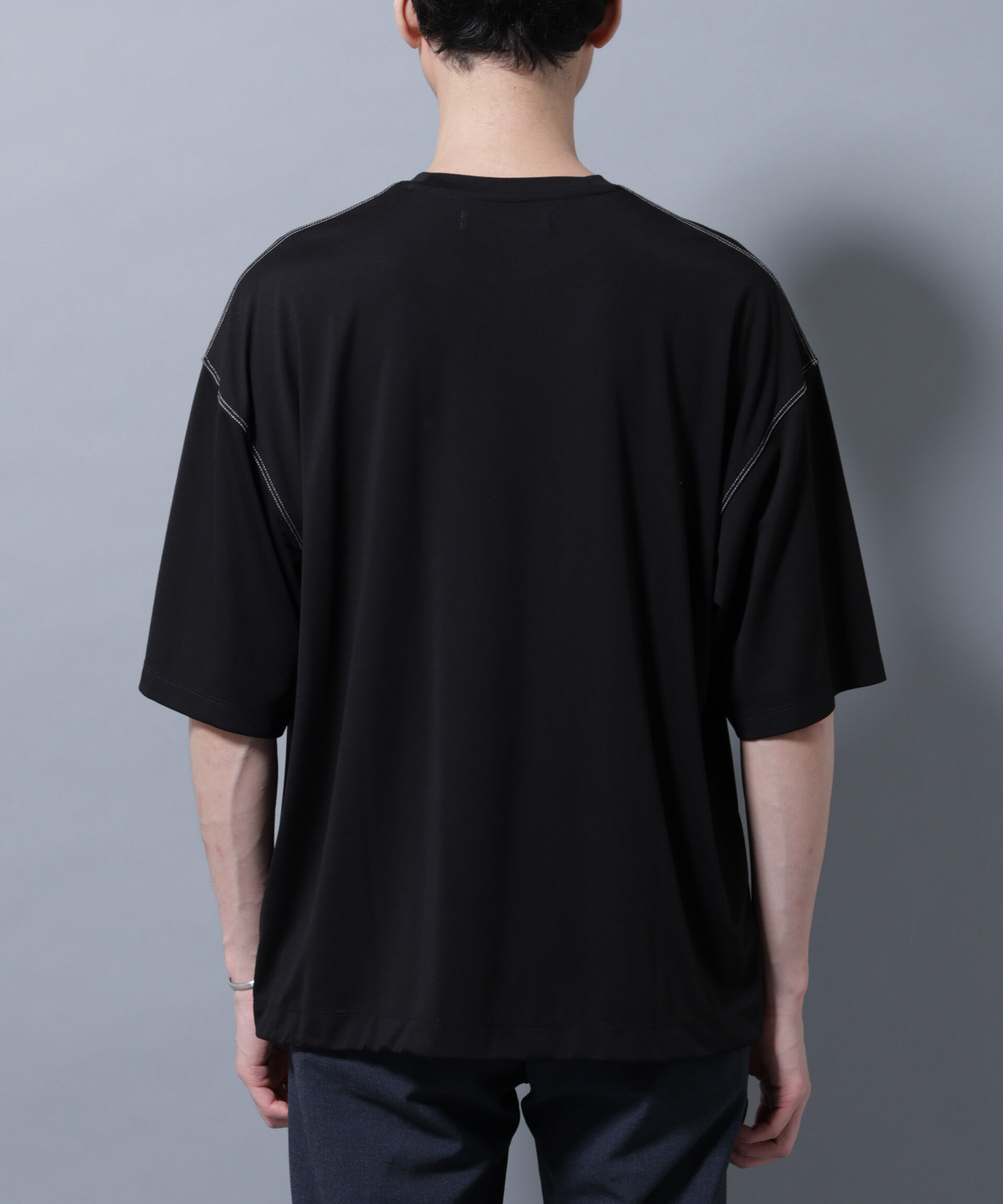 nano･universe「配色ステッチ フェイクスエードポケットTシャツ」|Tシャツ・カットソー|