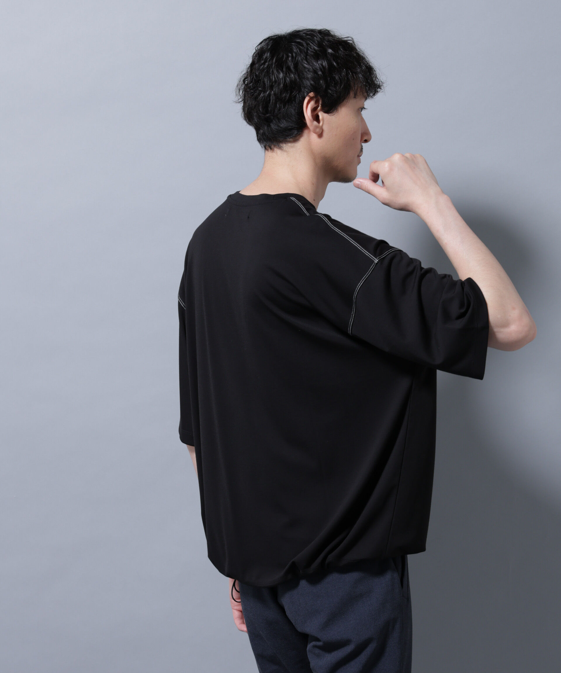 nano･universe「配色ステッチ フェイクスエードポケットTシャツ」|Tシャツ・カットソー|