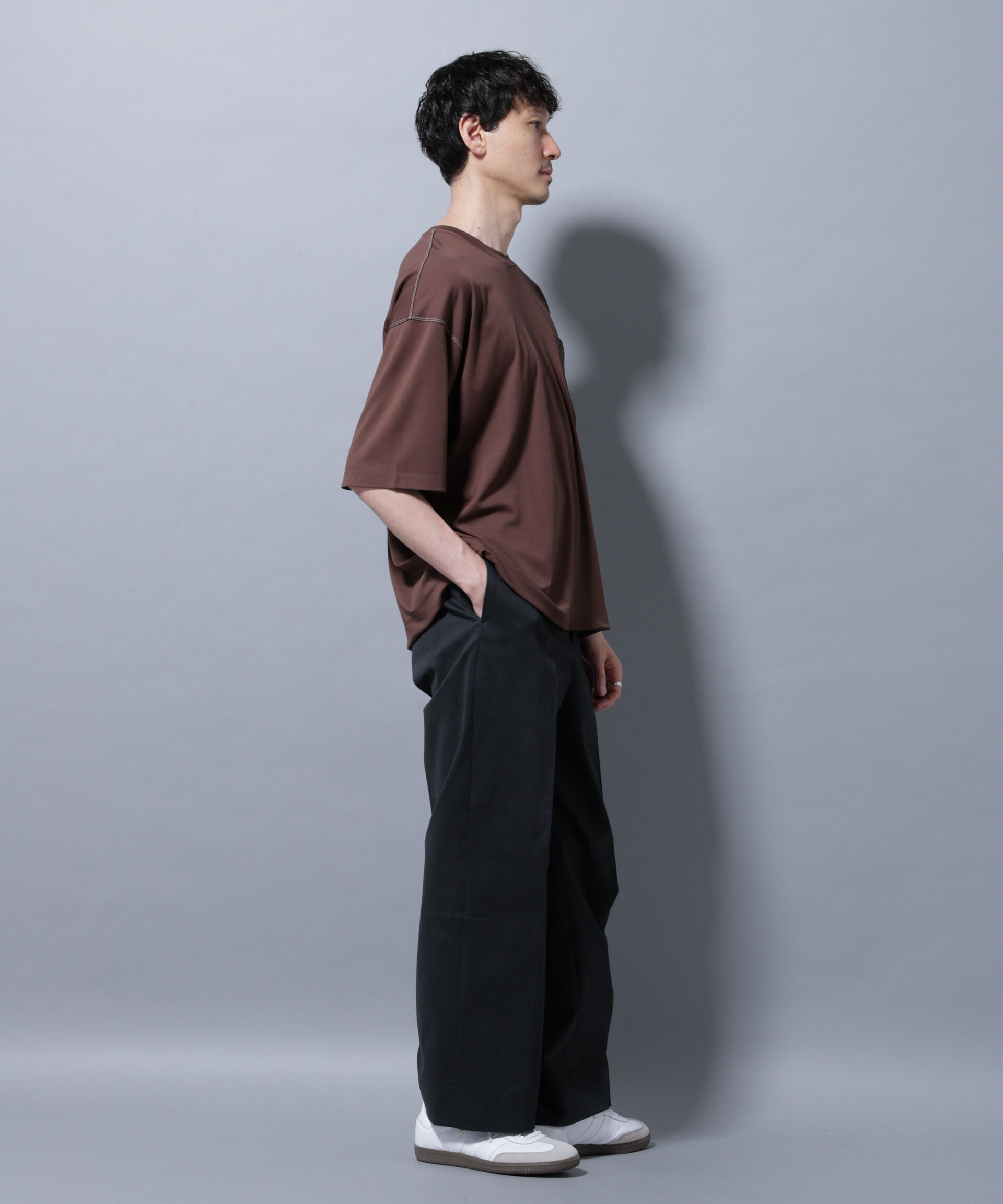 nano･universe「配色ステッチ フェイクスエードポケットTシャツ」|Tシャツ・カットソー|