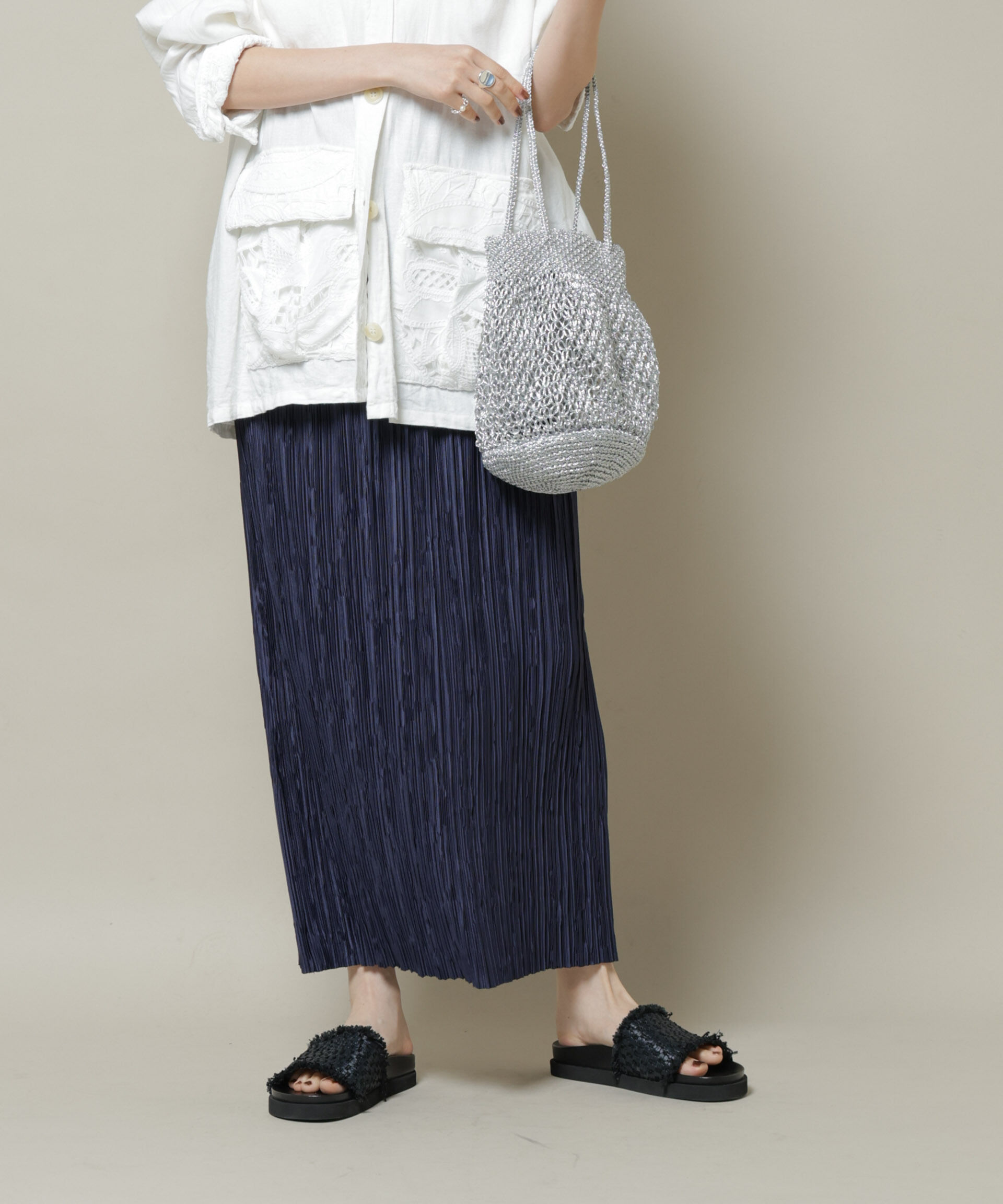 nano･universe「ランダムプリーツカットナロースカート(セットアップ可)」|スカート|