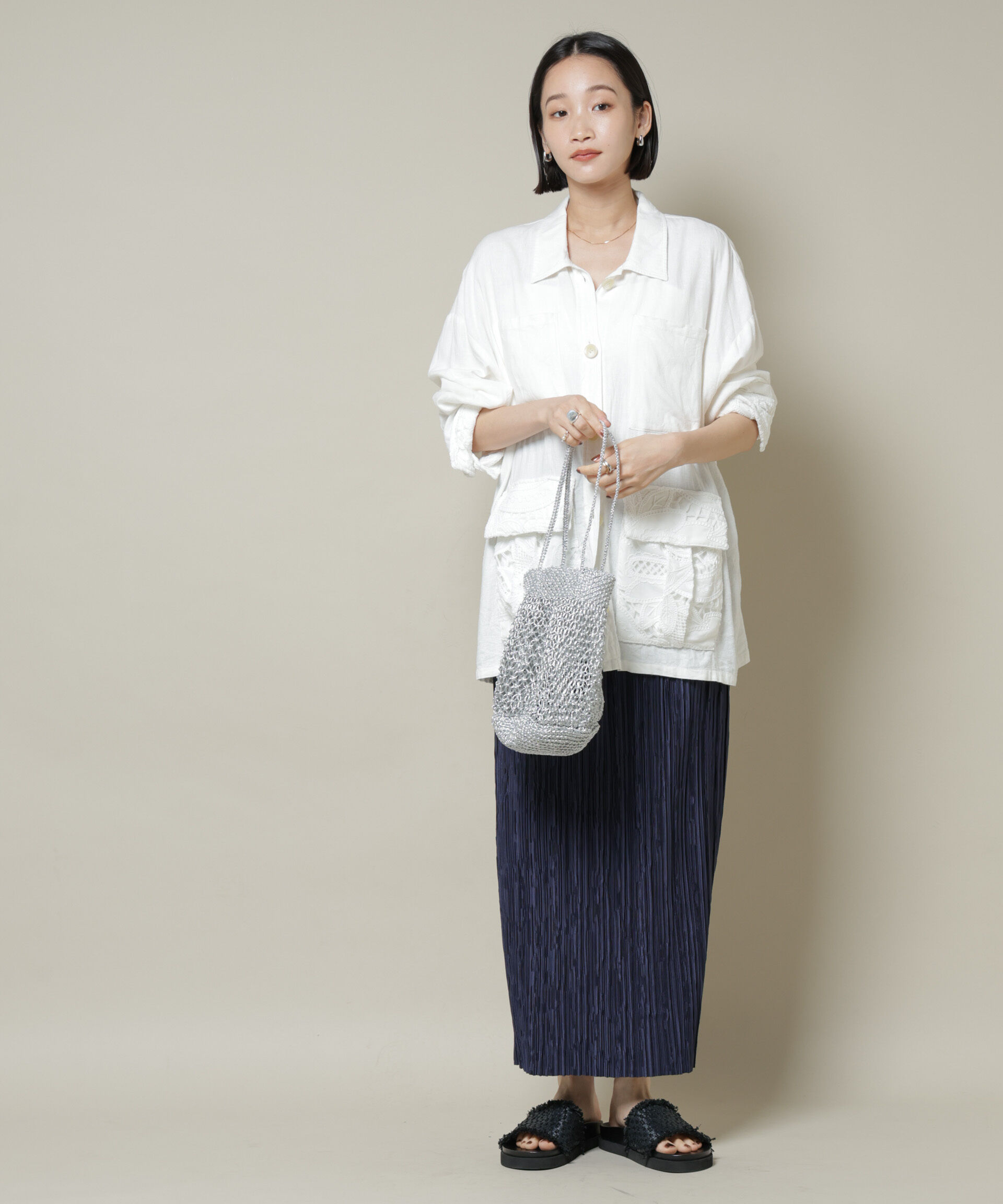 nano･universe「ランダムプリーツカットナロースカート(セットアップ可)」|スカート|