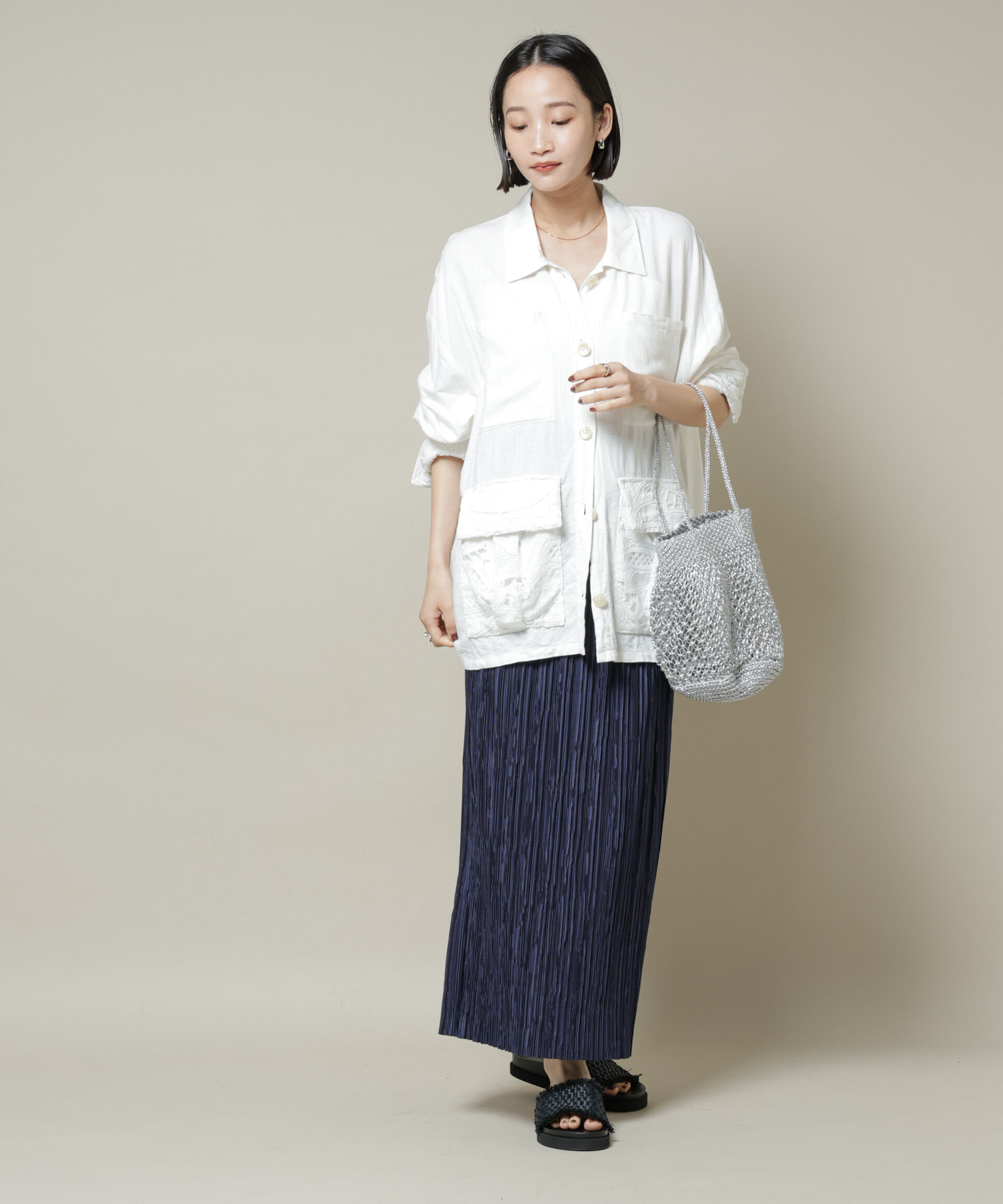 nano･universe「ランダムプリーツカットナロースカート(セットアップ可)」|スカート|