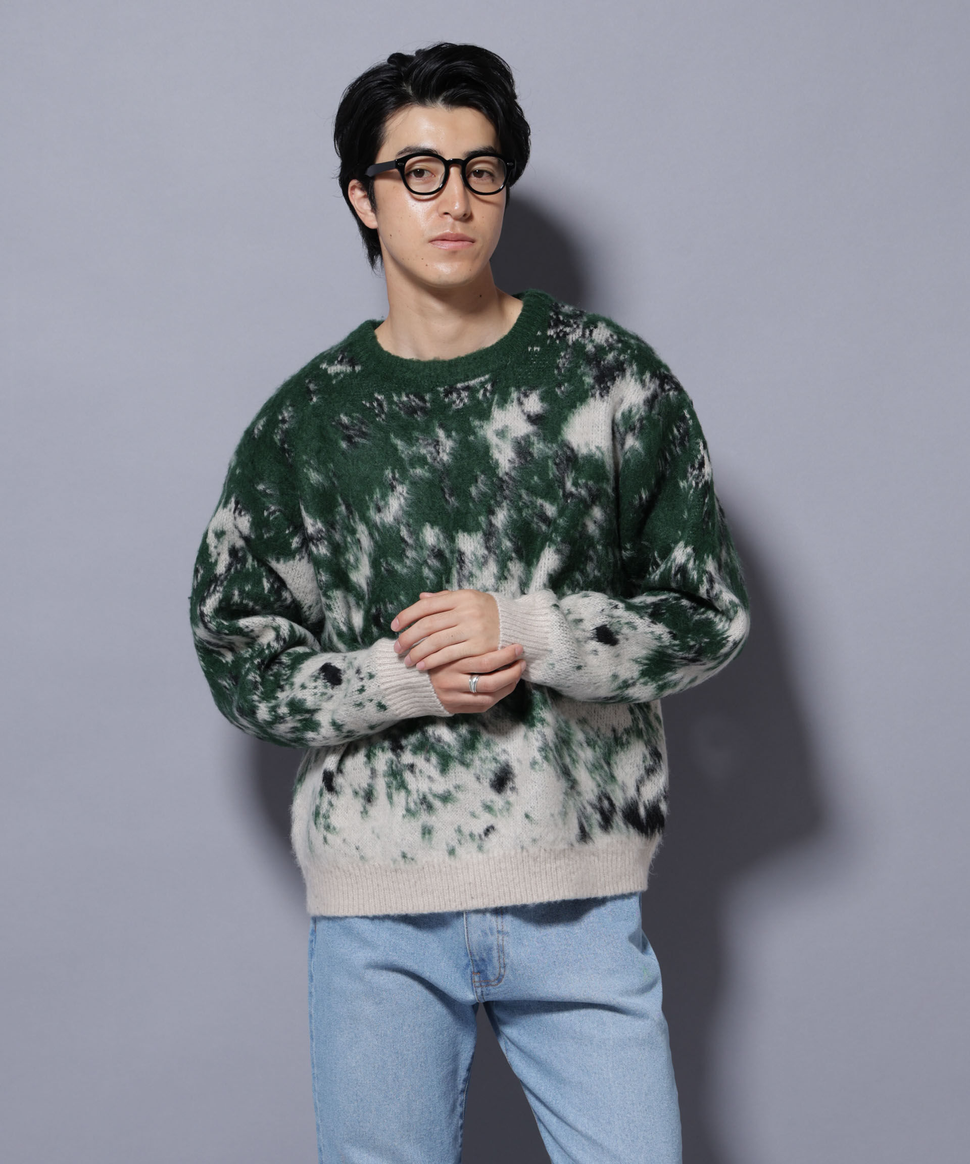 nano･universe「アート柄クルーネックニット2 ブライトカラー」|ニット・セーター|