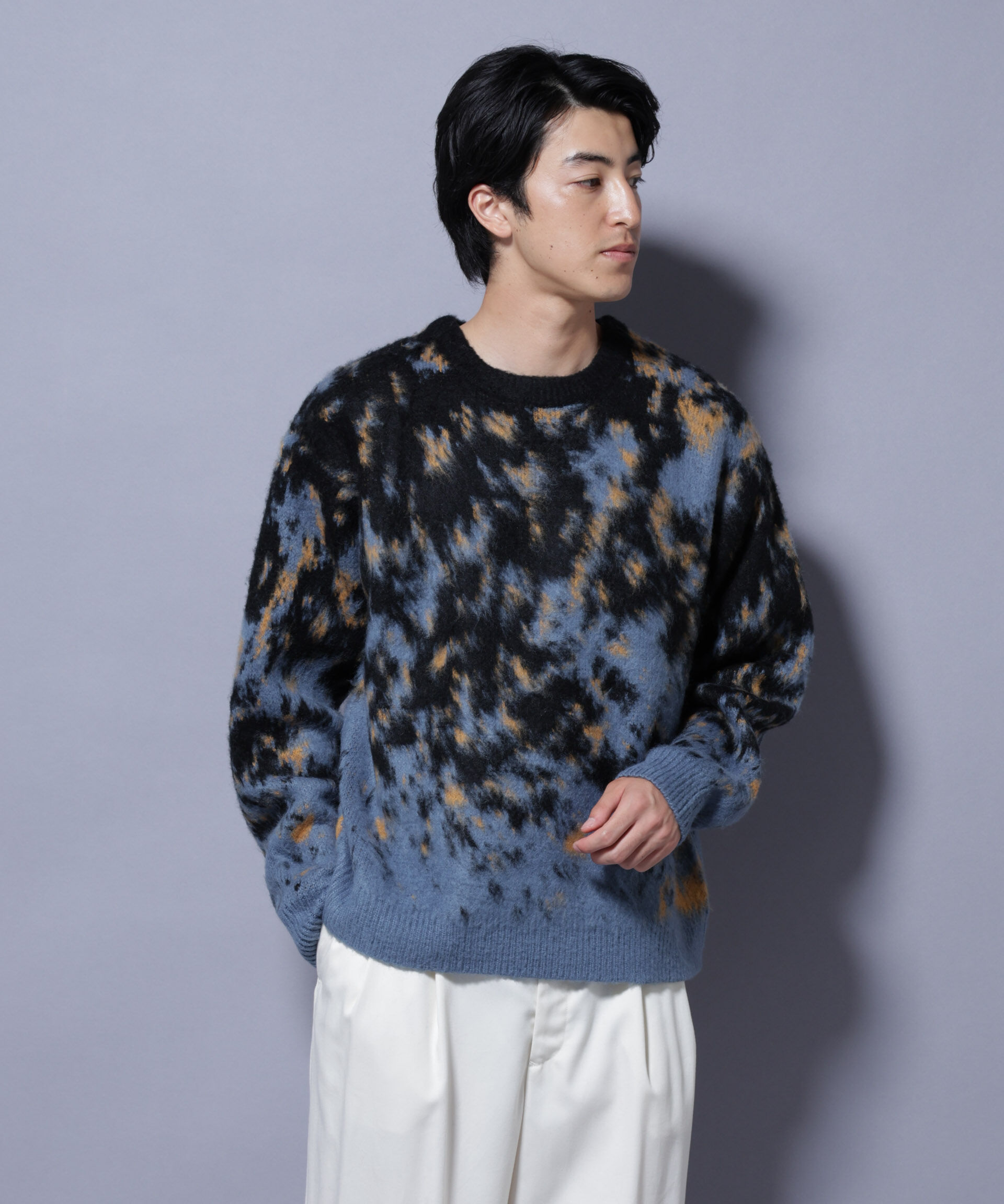 nano･universe「アート柄クルーネックニット2 ブライトカラー」|ニット・セーター|