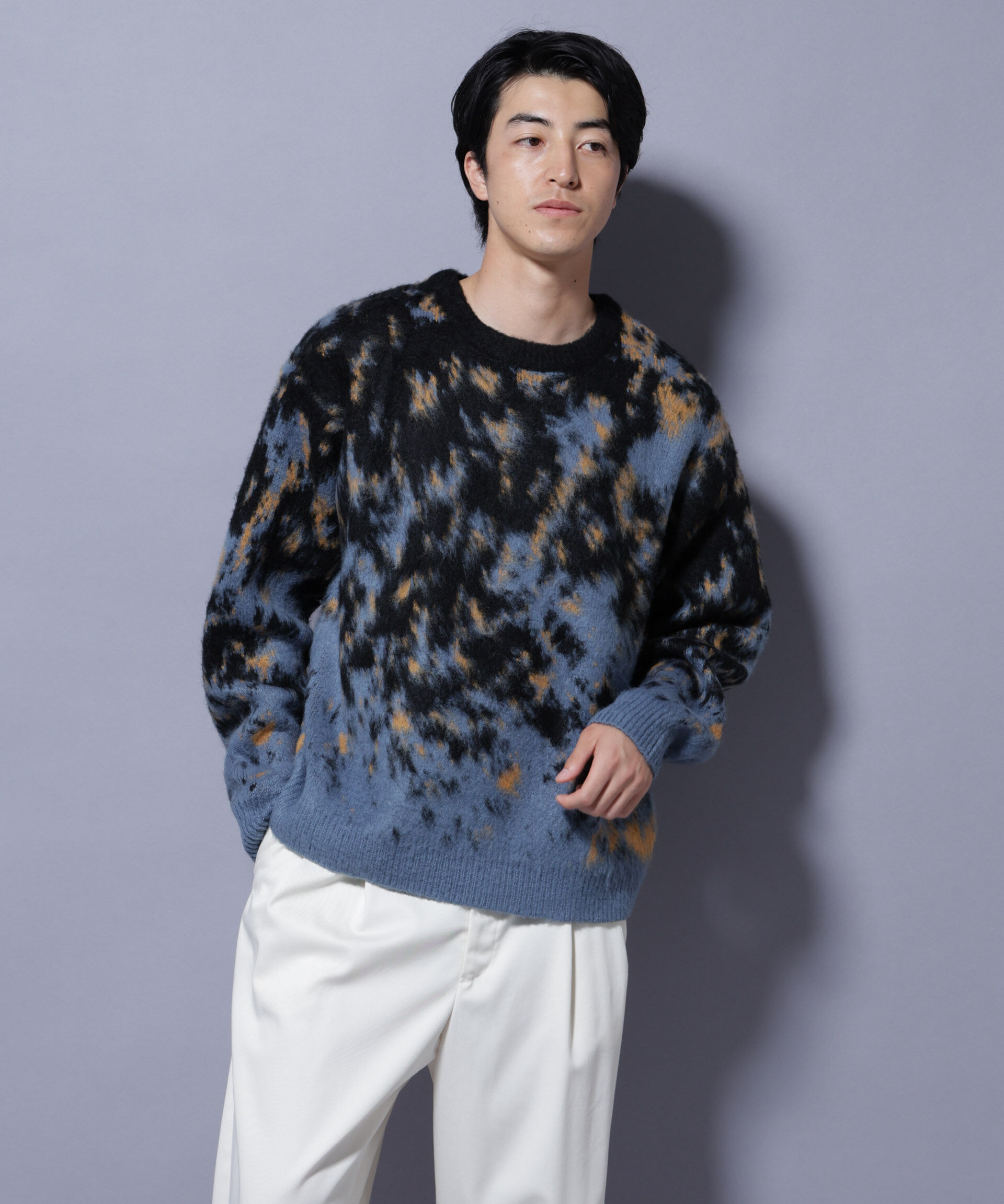 nano･universe「アート柄クルーネックニット2 ブライトカラー」|ニット・セーター|