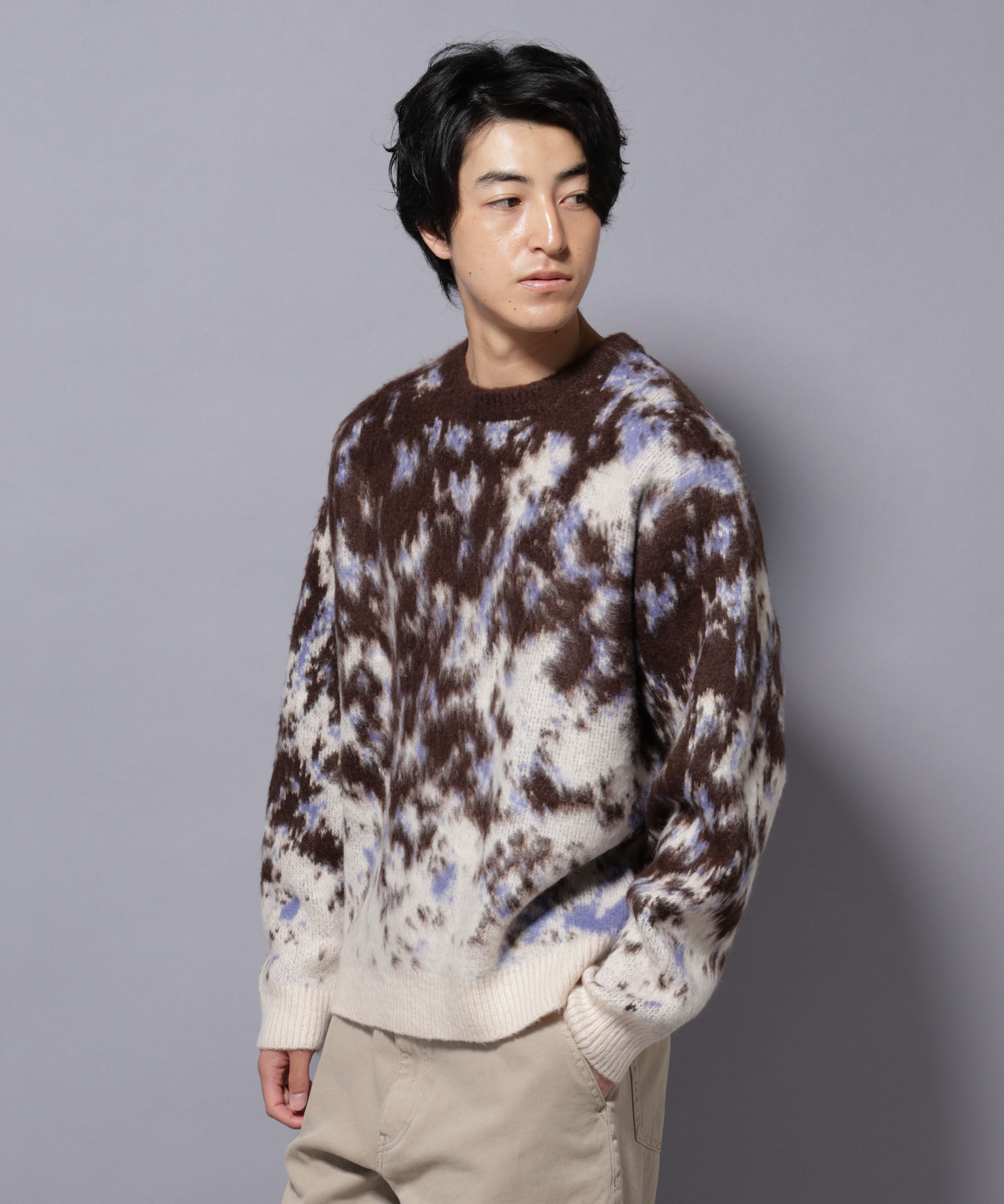 nano･universe「アート柄クルーネックニット2 ブライトカラー」|ニット・セーター|