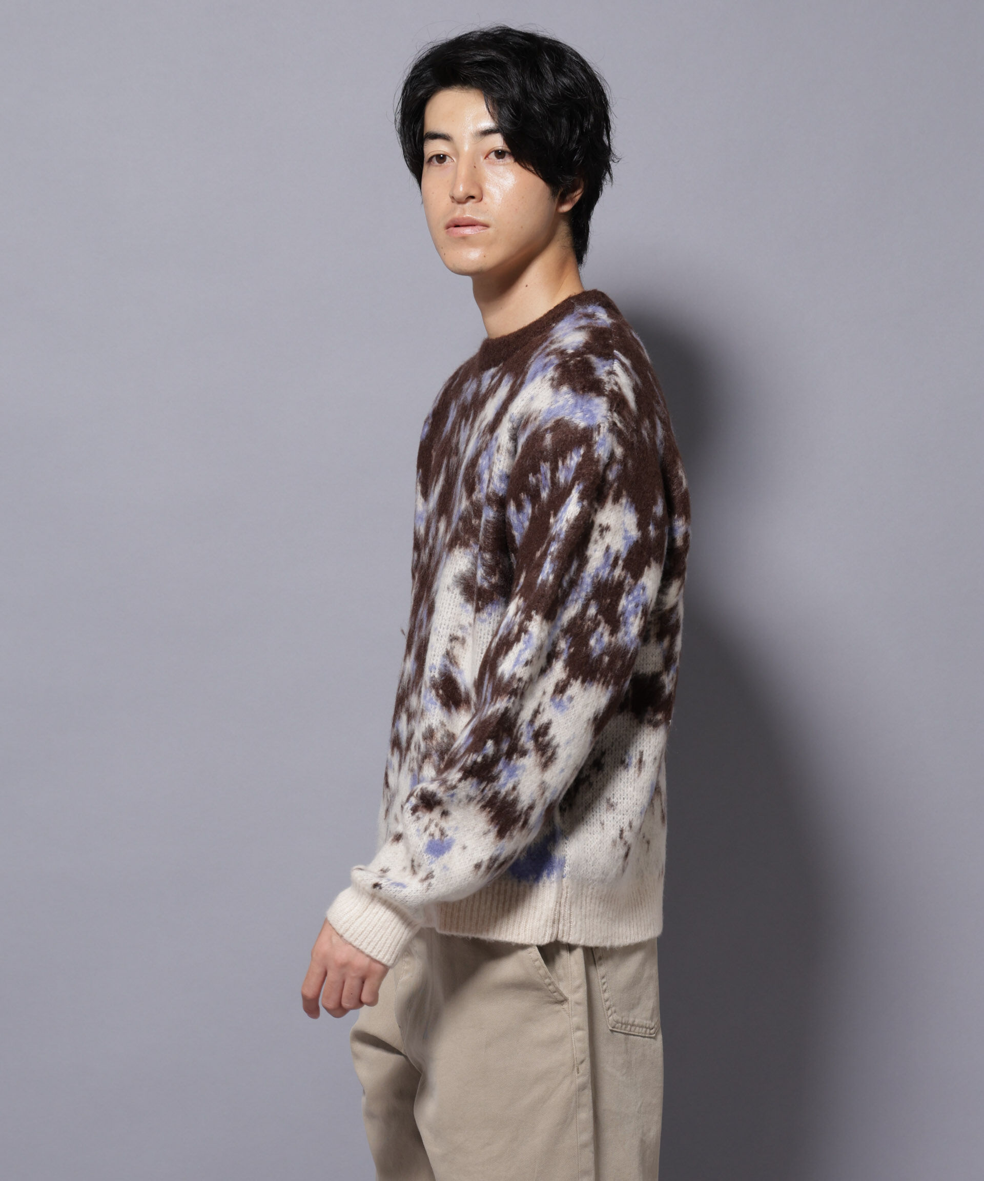 nano･universe「アート柄クルーネックニット2 ブライトカラー」|ニット・セーター|