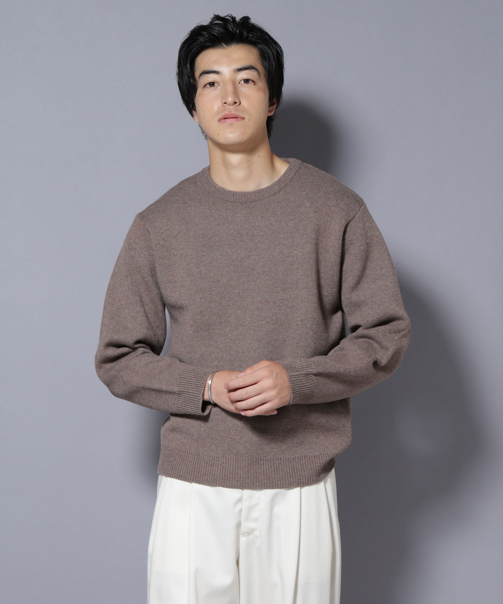 nano･universe「PBTストレッチクルーネックニット」|ニット・セーター|モカ3