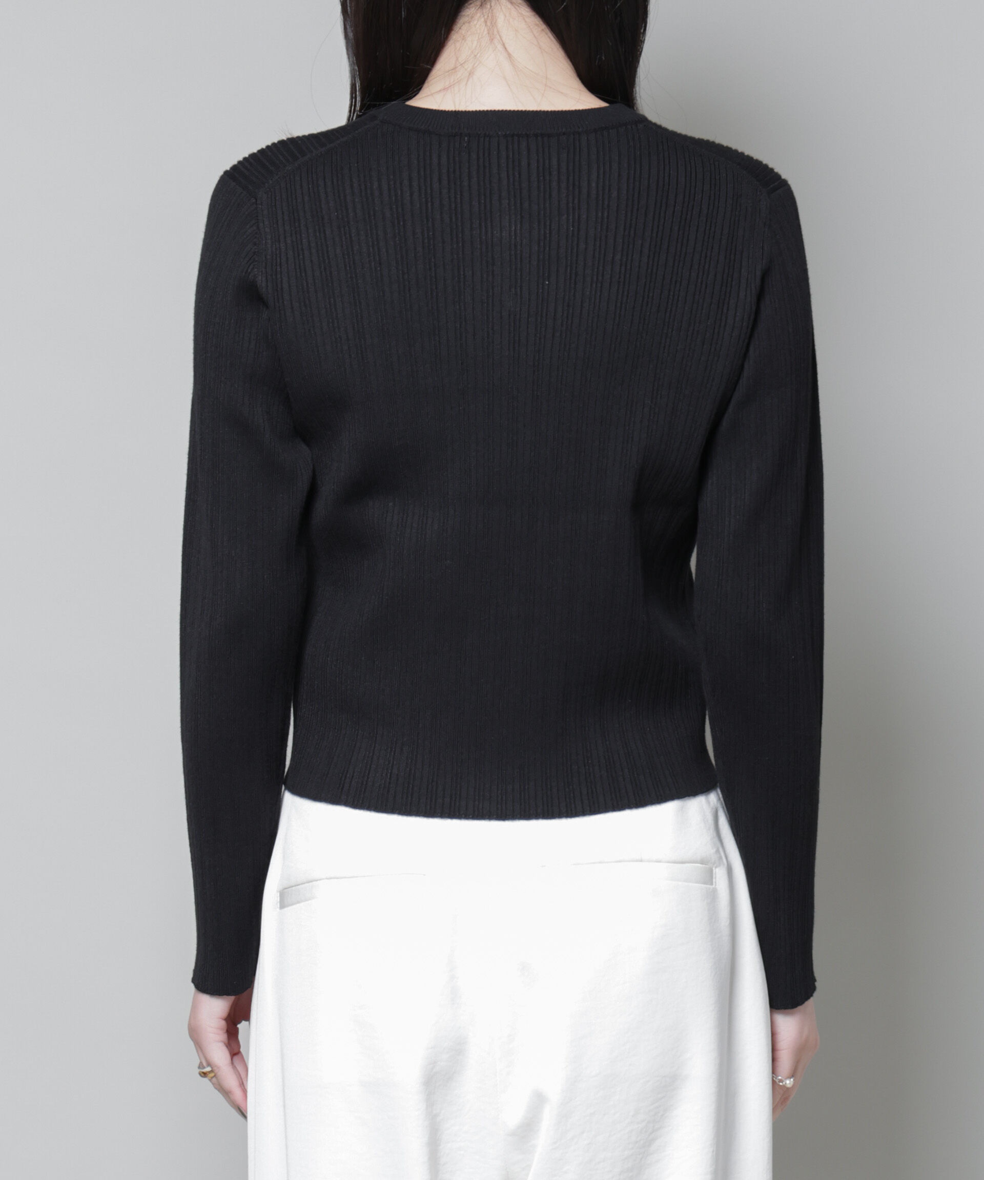 nano･universe「ホホバオイル加工ランダムリブカーディガン」|ニット・セーター|