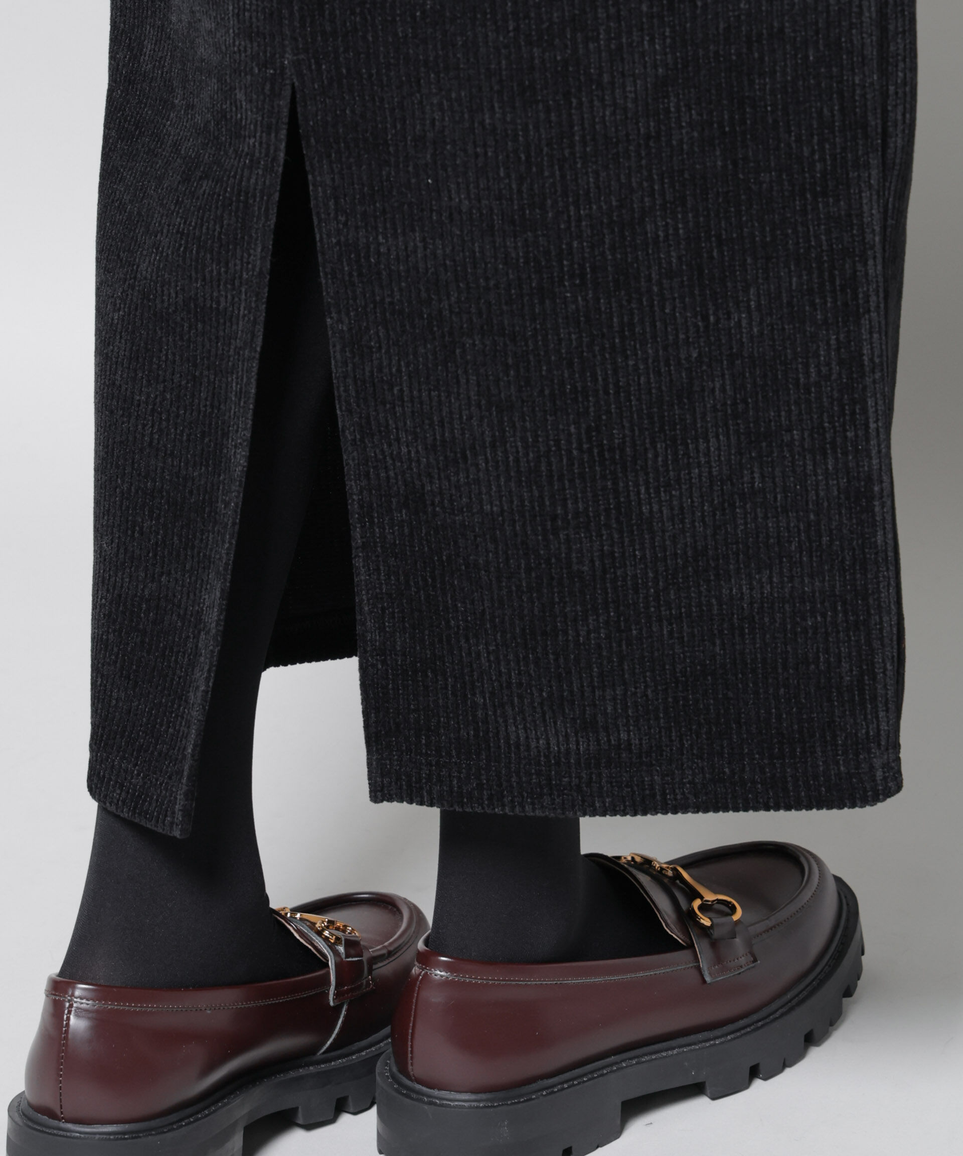 nano･universe「起毛リブカットタイトロングスカート」|スカート|