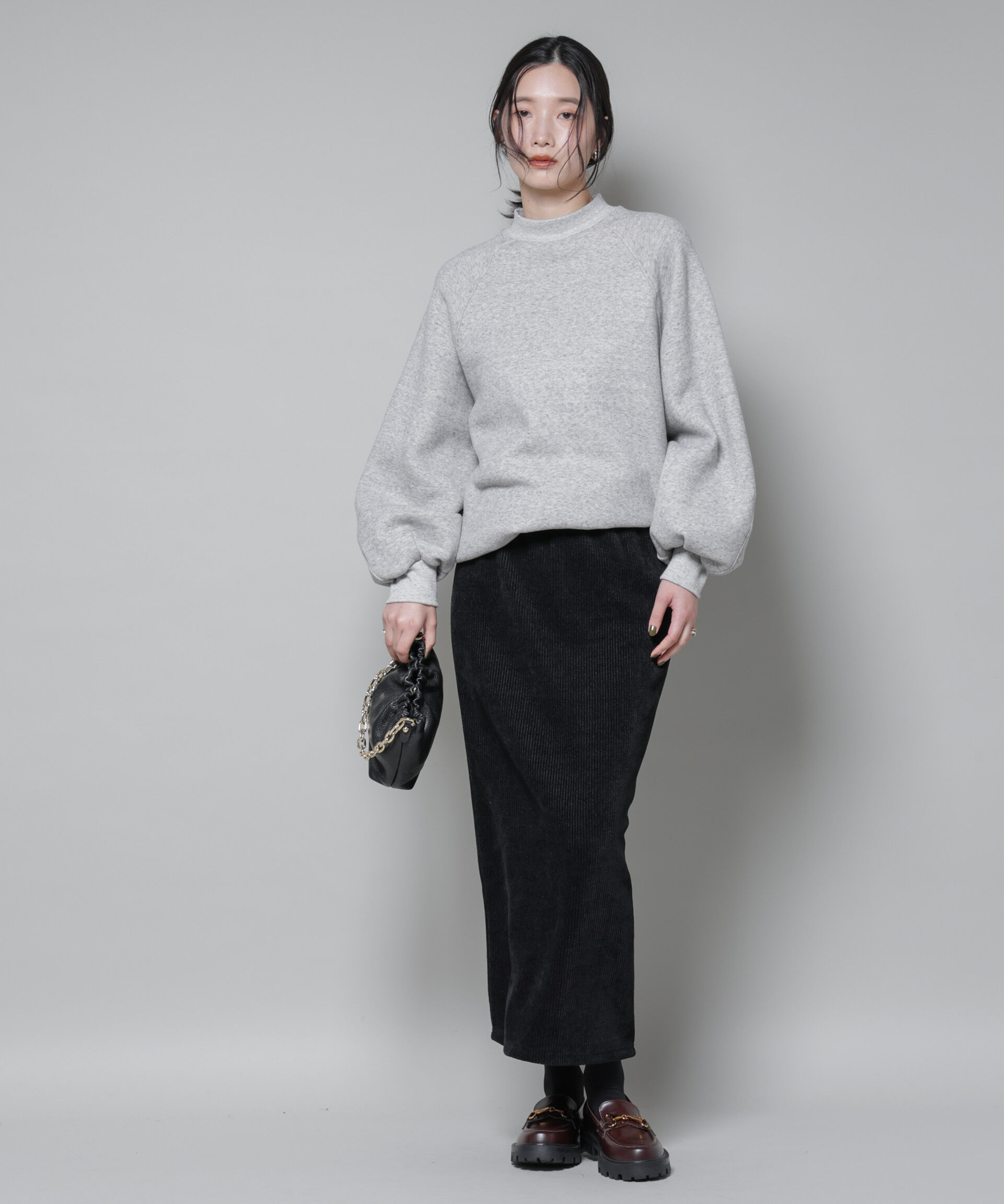 nano･universe「起毛リブカットタイトロングスカート」|スカート|