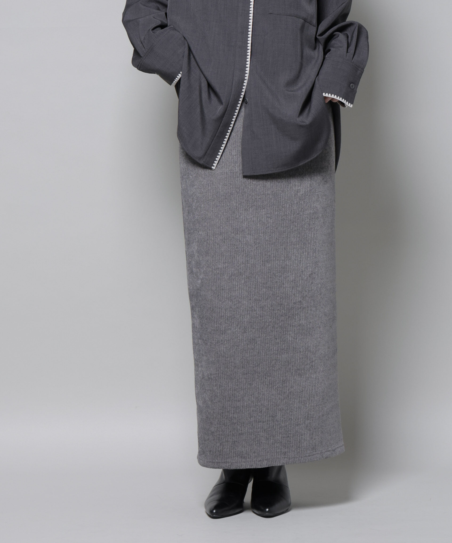 nano･universe「起毛リブカットタイトロングスカート」|スカート|