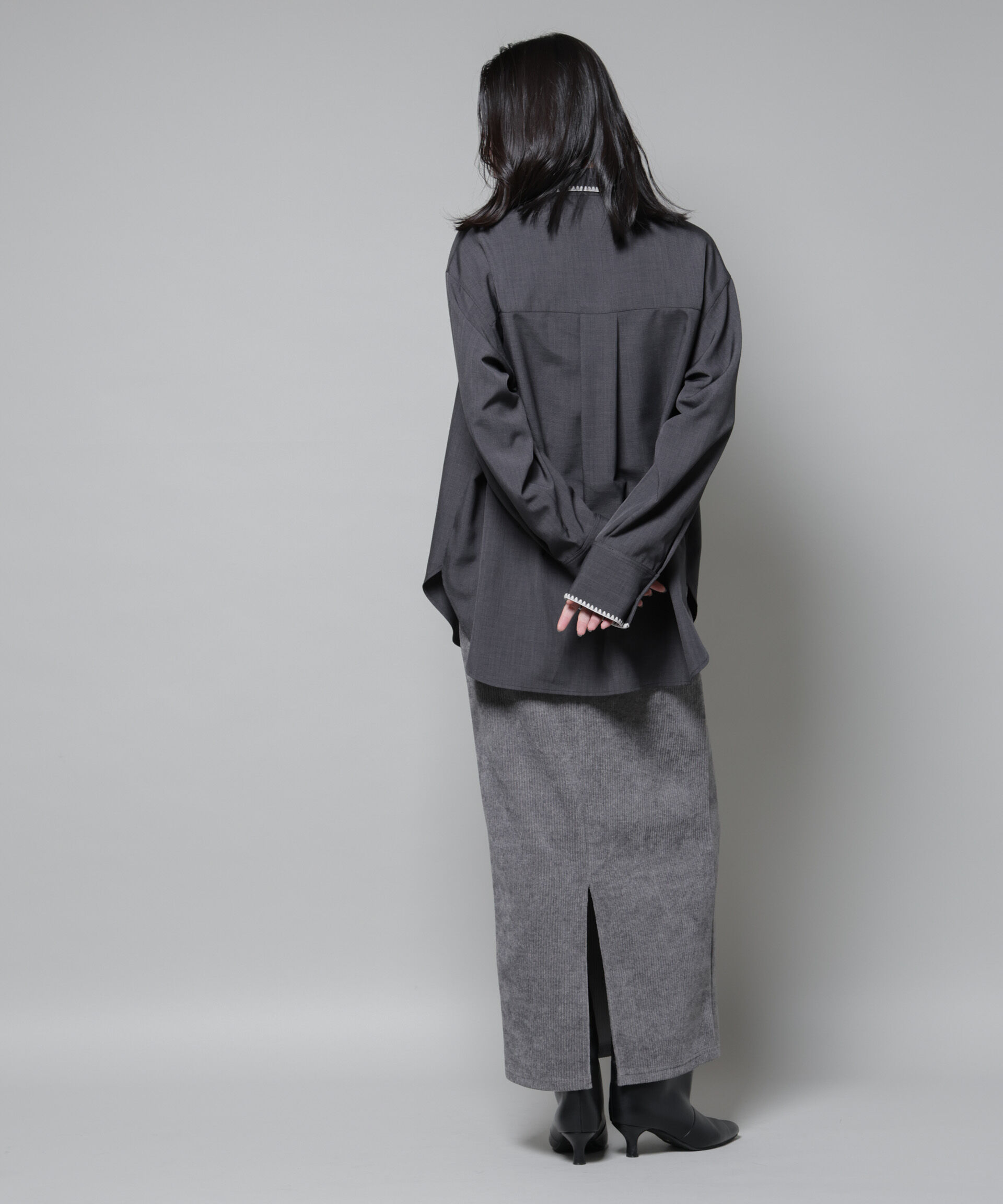 nano･universe「起毛リブカットタイトロングスカート」|スカート|