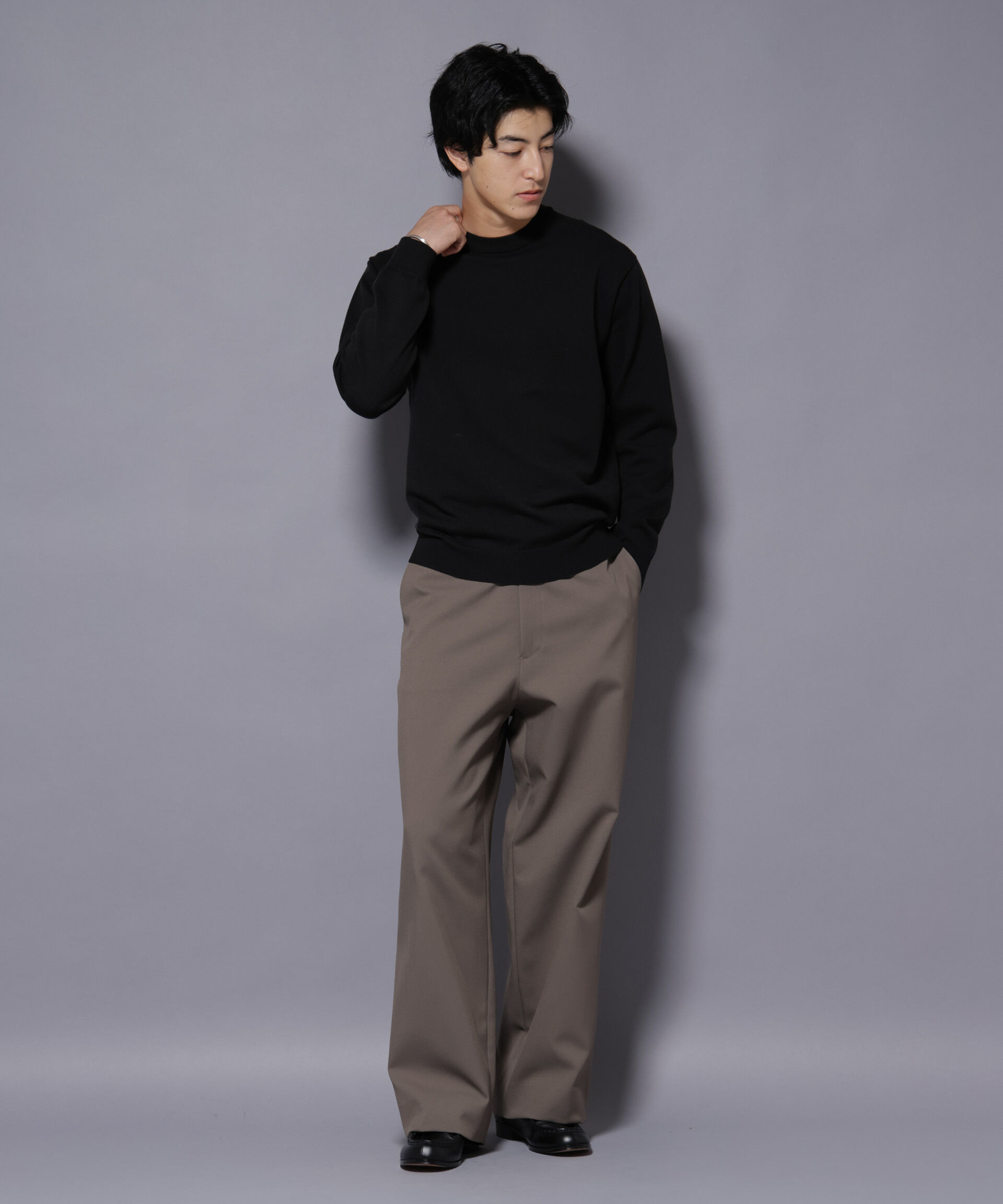 nano･universe「ダブルフェイスストレッチモックネックニット」|ニット・セーター|