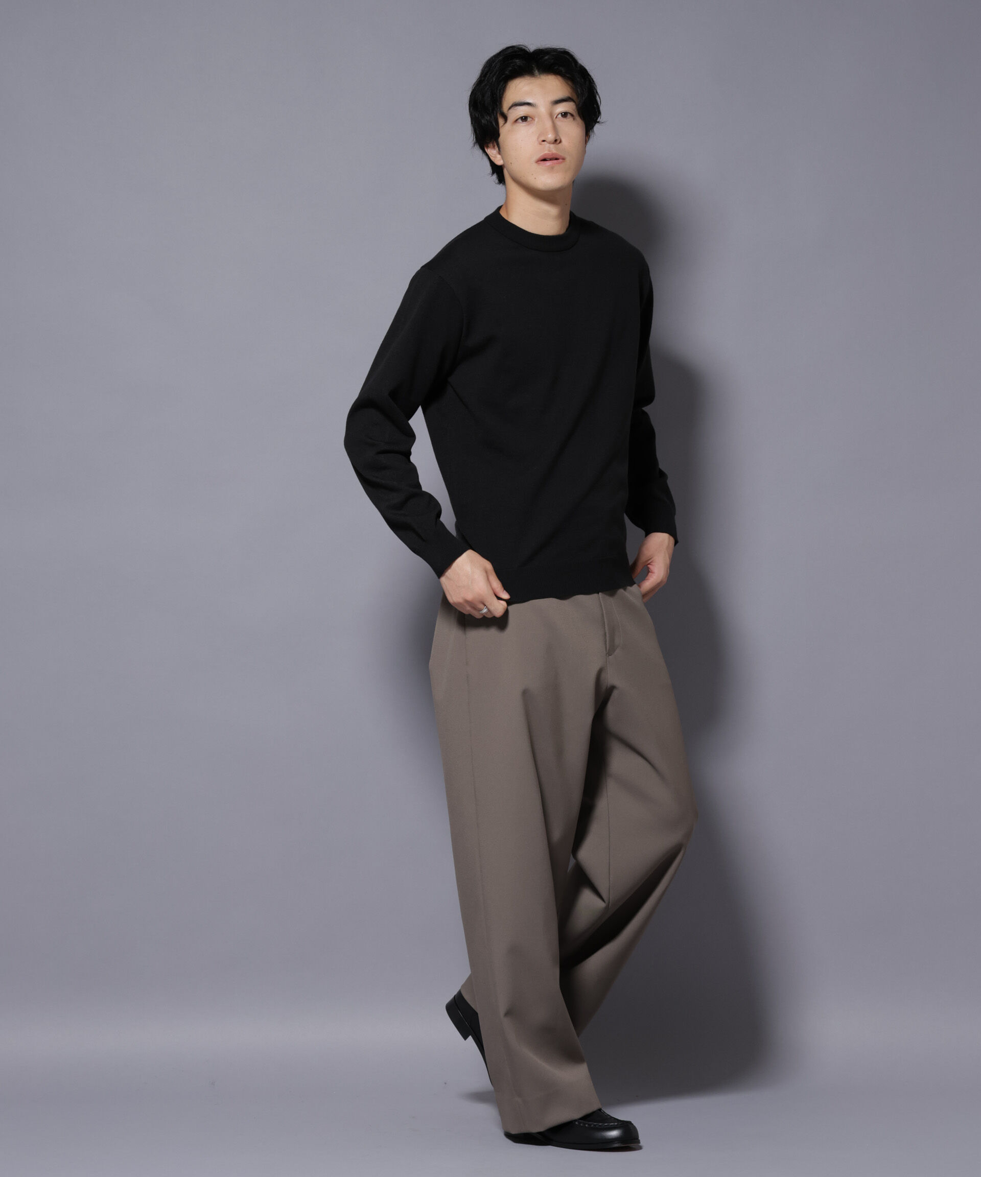 nano･universe「ダブルフェイスストレッチモックネックニット」|ニット・セーター|