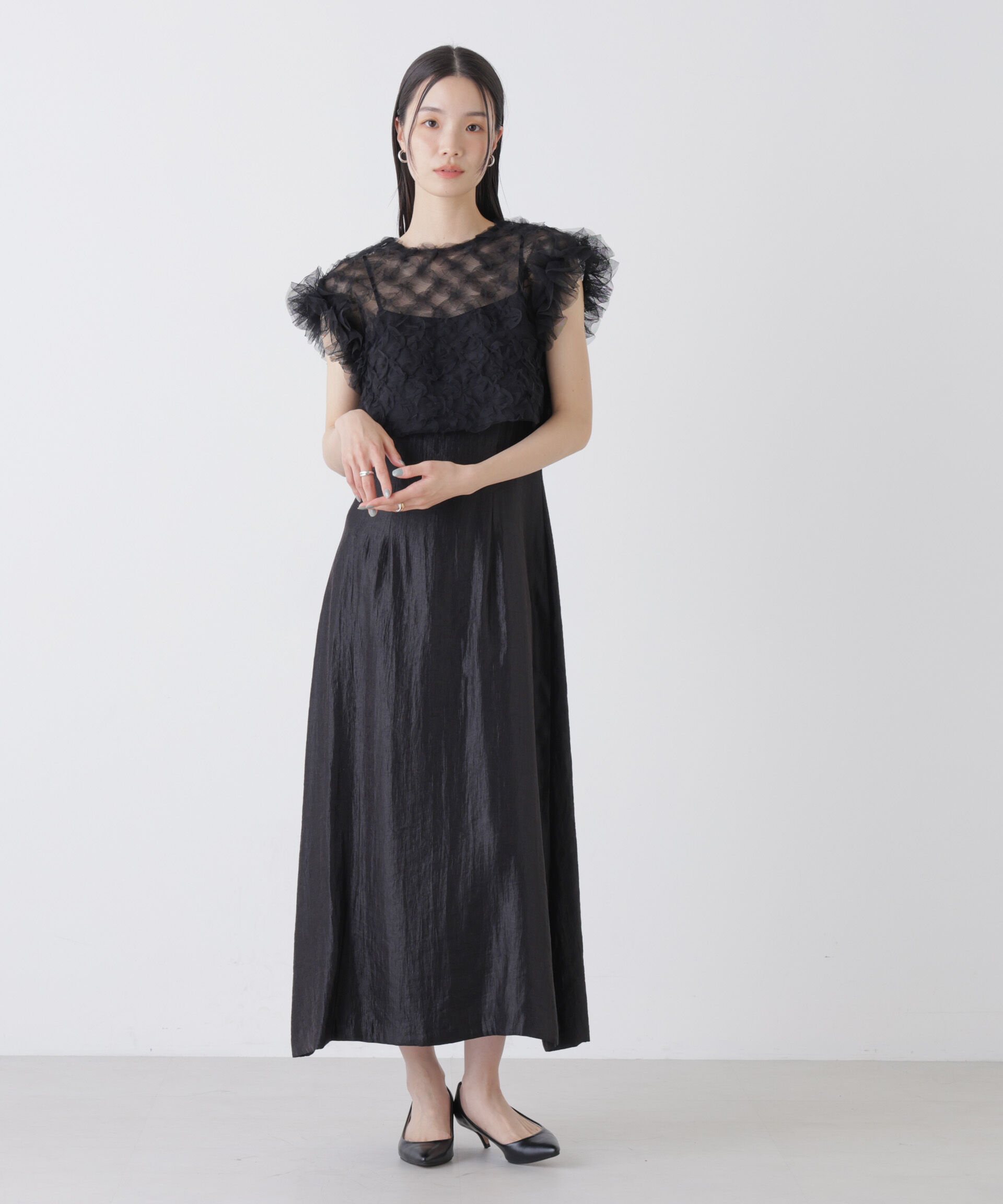 nano･universe「kaene/ボリュームブラウスセットドレス」|ワンピース|ブラック