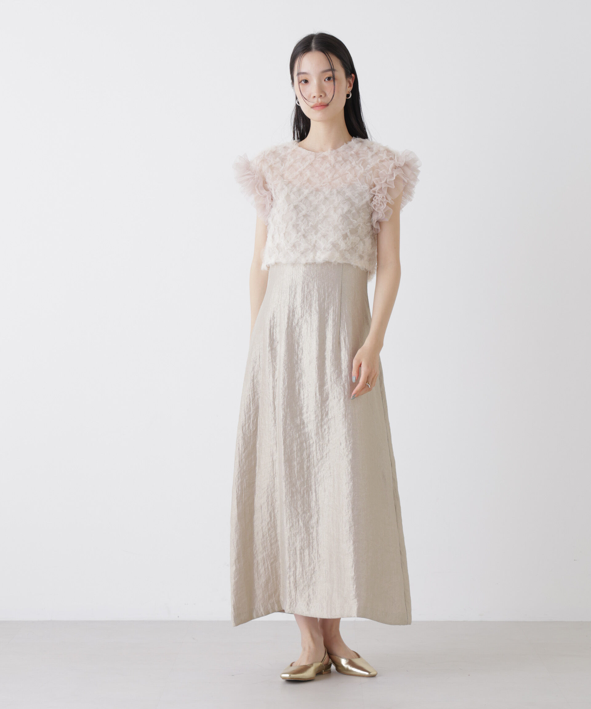 nano･universe「kaene/ボリュームブラウスセットドレス」|ワンピース|ベージュ