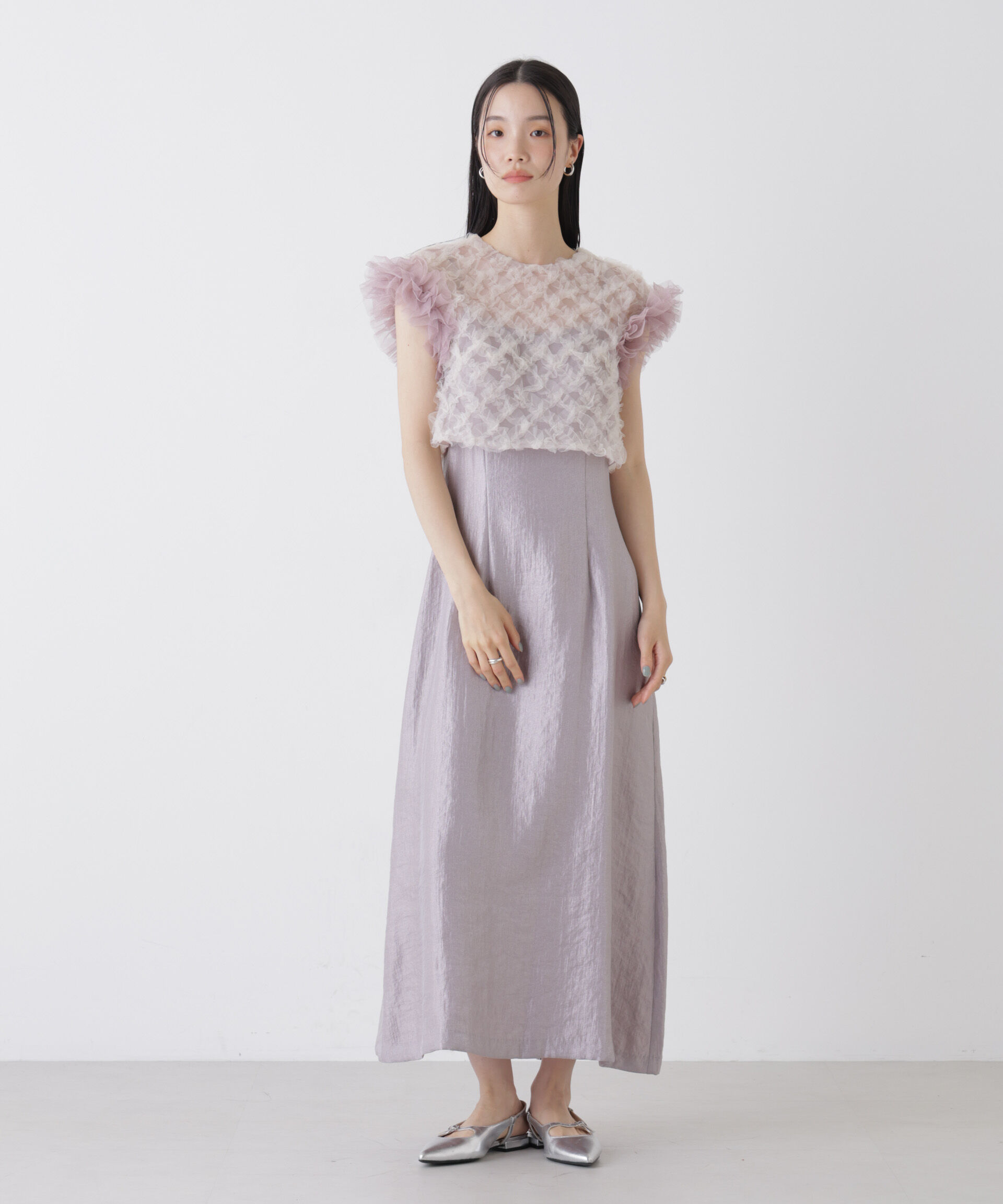 nano･universe「kaene/ボリュームブラウスセットドレス」|ワンピース|ラベンダー3