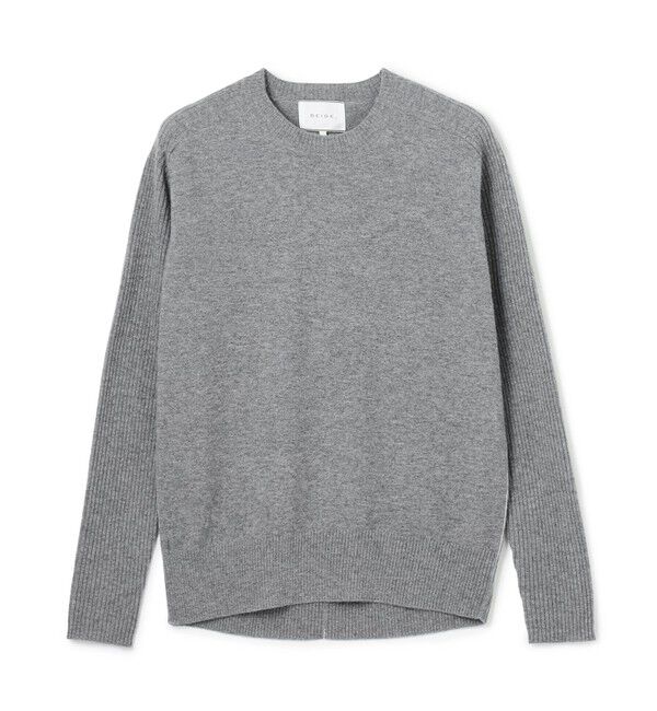 BEIGE,「【洗える】POMPE / ウールカシミヤ配色ラインクルーネックニット」|ニット・セーター|