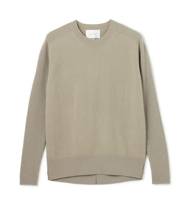 BEIGE,「【洗える】POMPE / ウールカシミヤ配色ラインクルーネックニット」|ニット・セーター|
