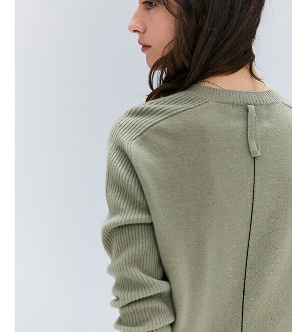 BEIGE,「【洗える】POMPE / ウールカシミヤ配色ラインクルーネックニット」|ニット・セーター|