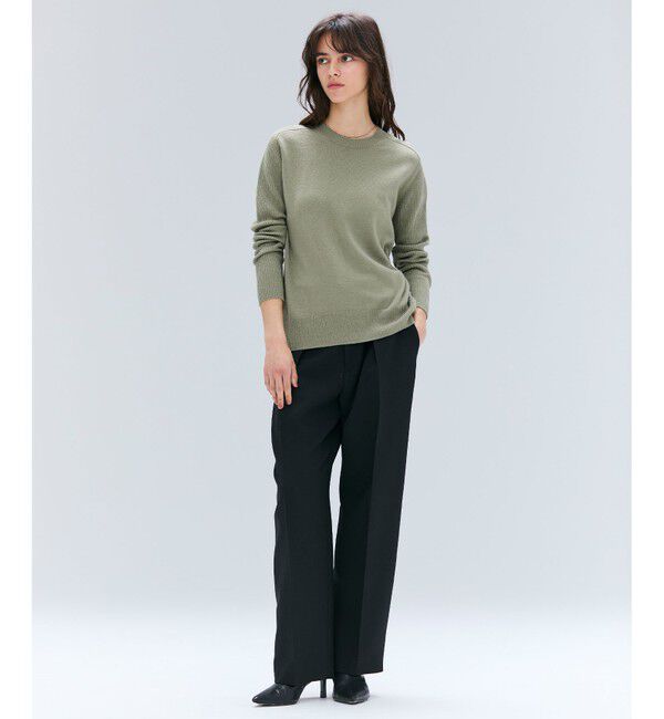 BEIGE,「【洗える】POMPE / ウールカシミヤ配色ラインクルーネックニット」|ニット・セーター|