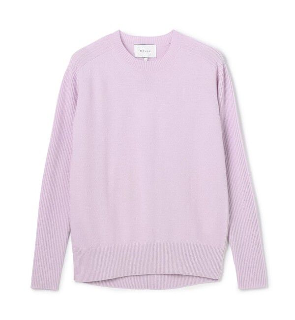 BEIGE,「【洗える】POMPE / ウールカシミヤ配色ラインクルーネックニット」|ニット・セーター|