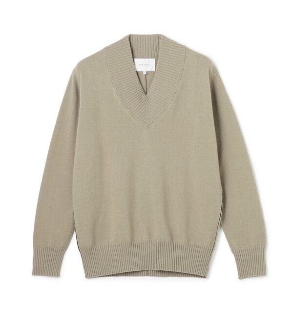 BEIGE,「【洗える】POMPE / ウールカシミヤ配色ラインVネックニット」|ニット・セーター|